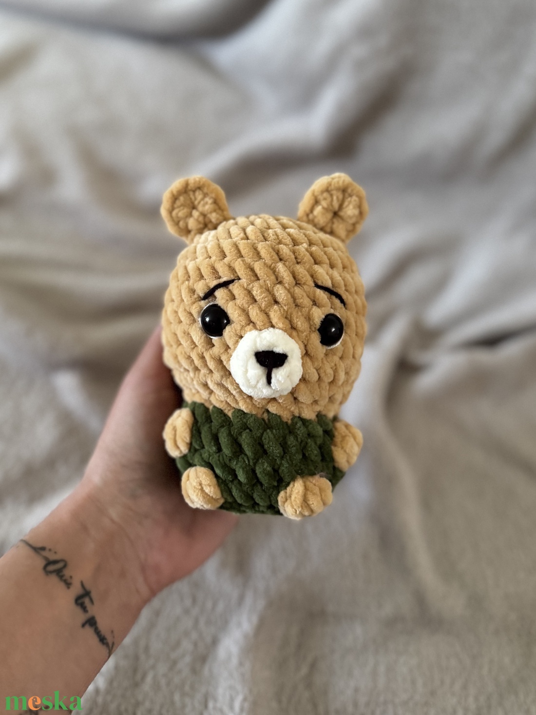 Mini zöld ruhás maci - játék & sport - plüssállat & játékfigura - maci - Meska.hu