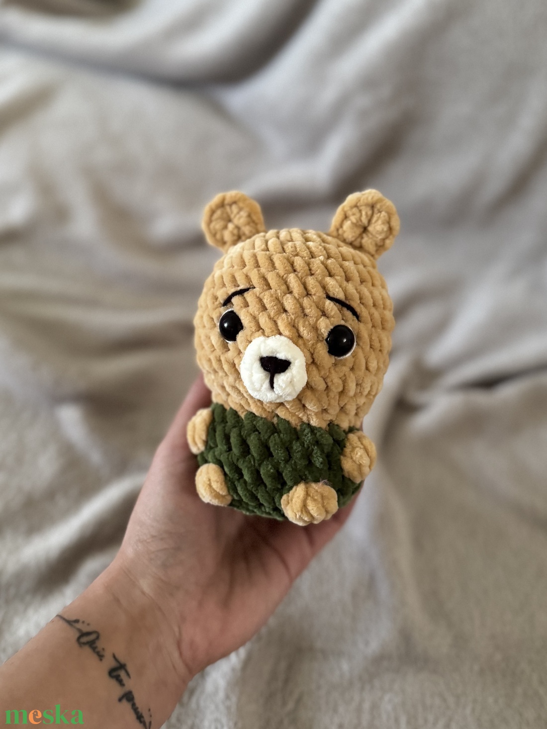Mini zöld ruhás maci - játék & sport - plüssállat & játékfigura - maci - Meska.hu