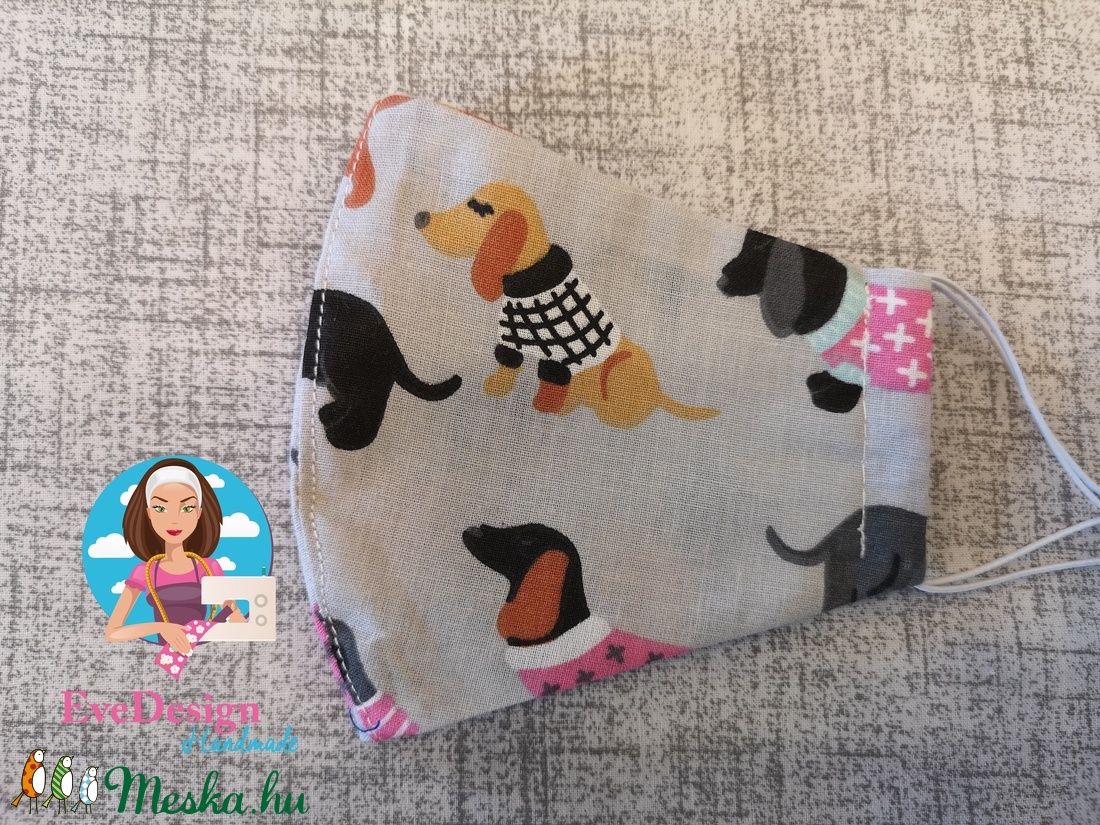 Textil maszk tacskós - - Meska.hu Textil maszk tacskós - - Meska.hu