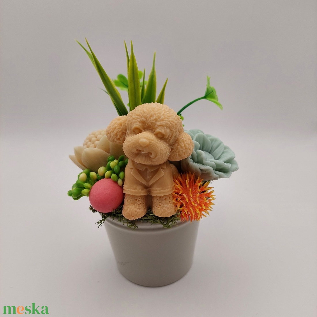 Kiskutyusos szappanvirágos kaspó - otthon & életmód - dekoráció - virágdísz és tartó - csokor & virágdísz - Meska.hu Kiskutyusos szappanvirágos kaspó - otthon & életmód - dekoráció - virágdísz és tartó - csokor & virágdísz - Meska.hu