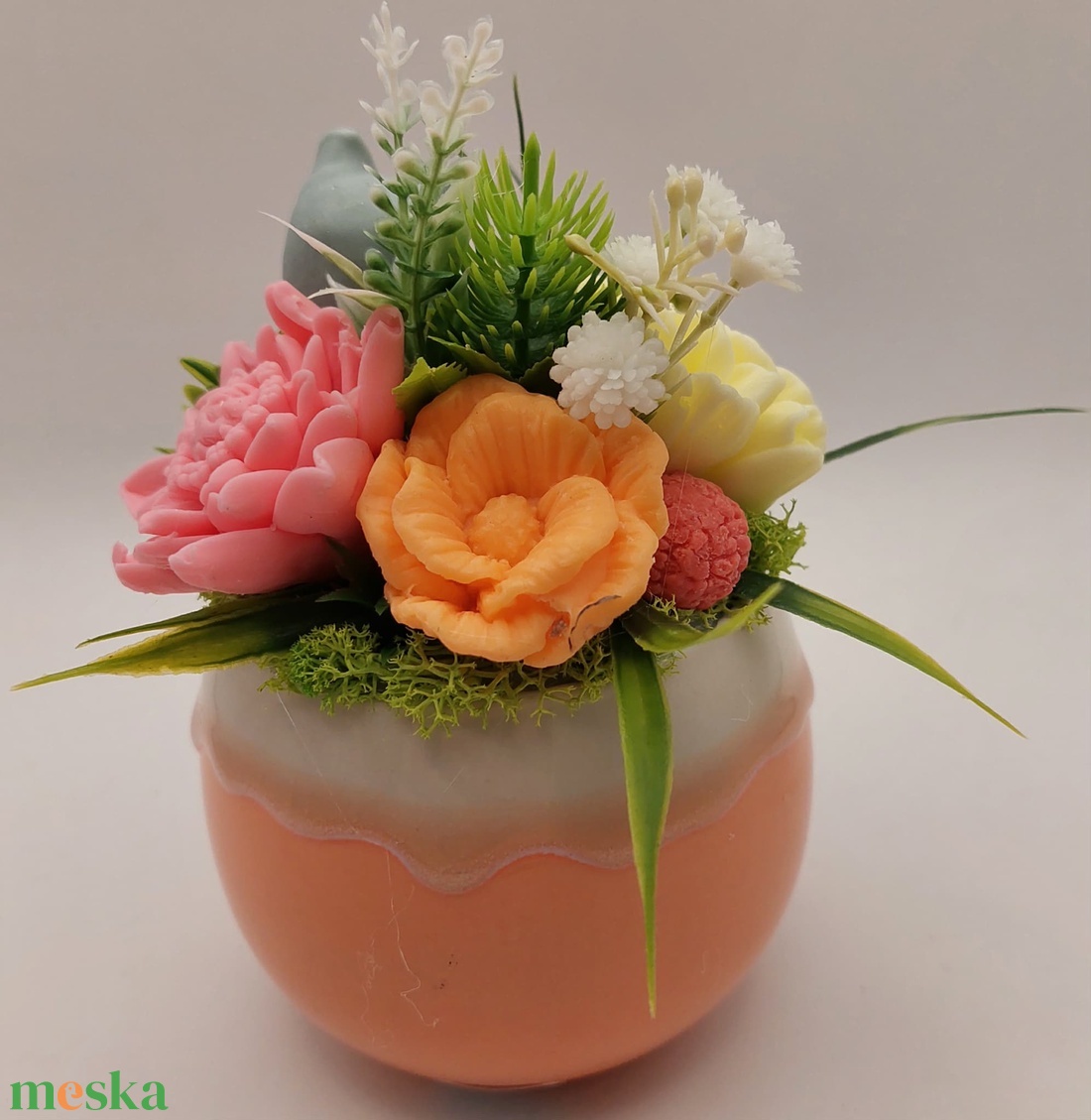 Kiscica szappanvirágokkal - otthon & életmód - dekoráció - virágdísz és tartó - csokor & virágdísz - Meska.hu