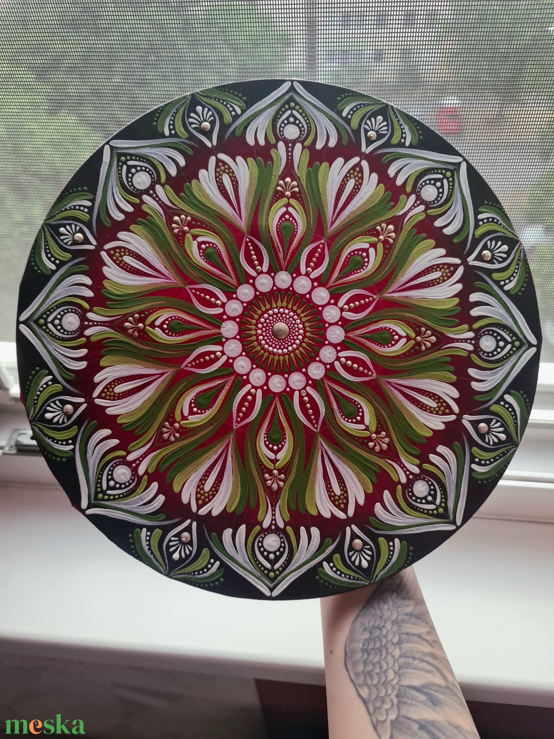 Magenta/zöld mandala - otthon & életmód - dekoráció - spiritualitás - mandala - Meska.hu