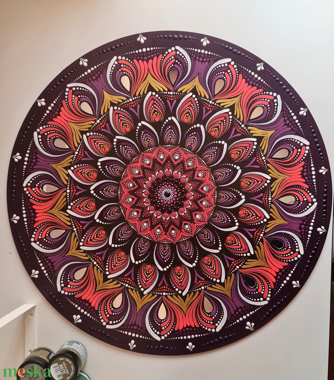Lila-sárga 50cm-es Mandala - otthon & életmód - dekoráció - spiritualitás - mandala - Meska.hu