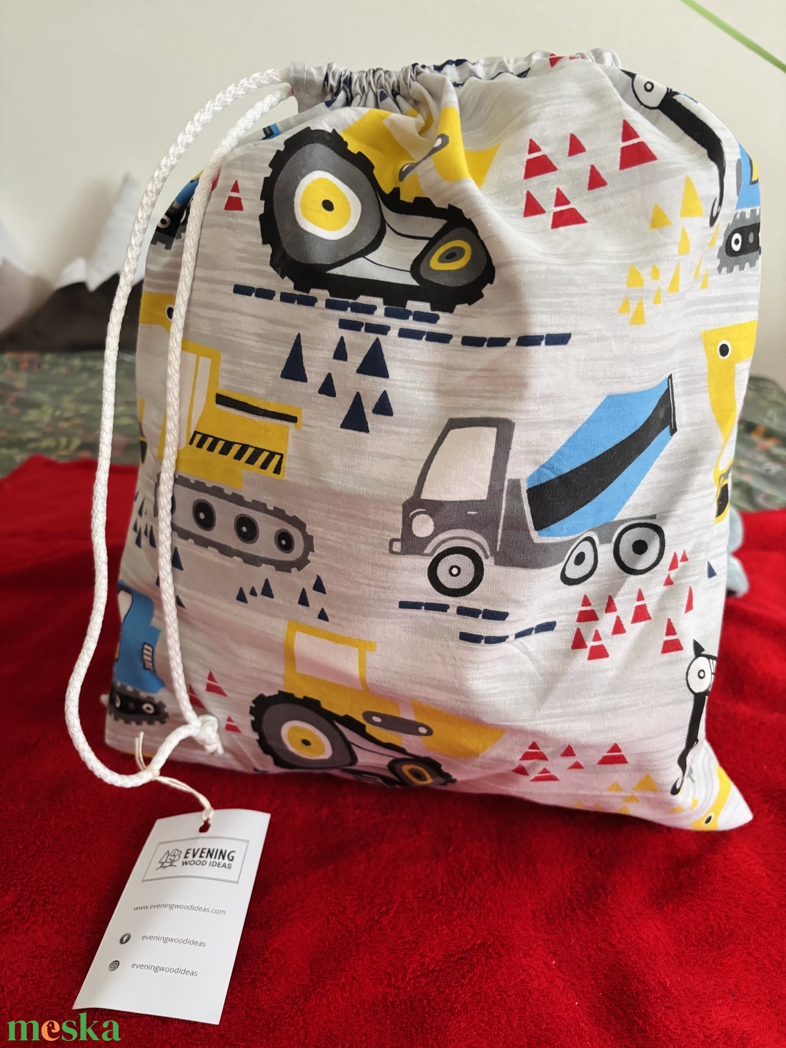 Tornazsák (munkagépes) - játék & sport - ovis felszerelés - ovis tornazsák - Meska.hu