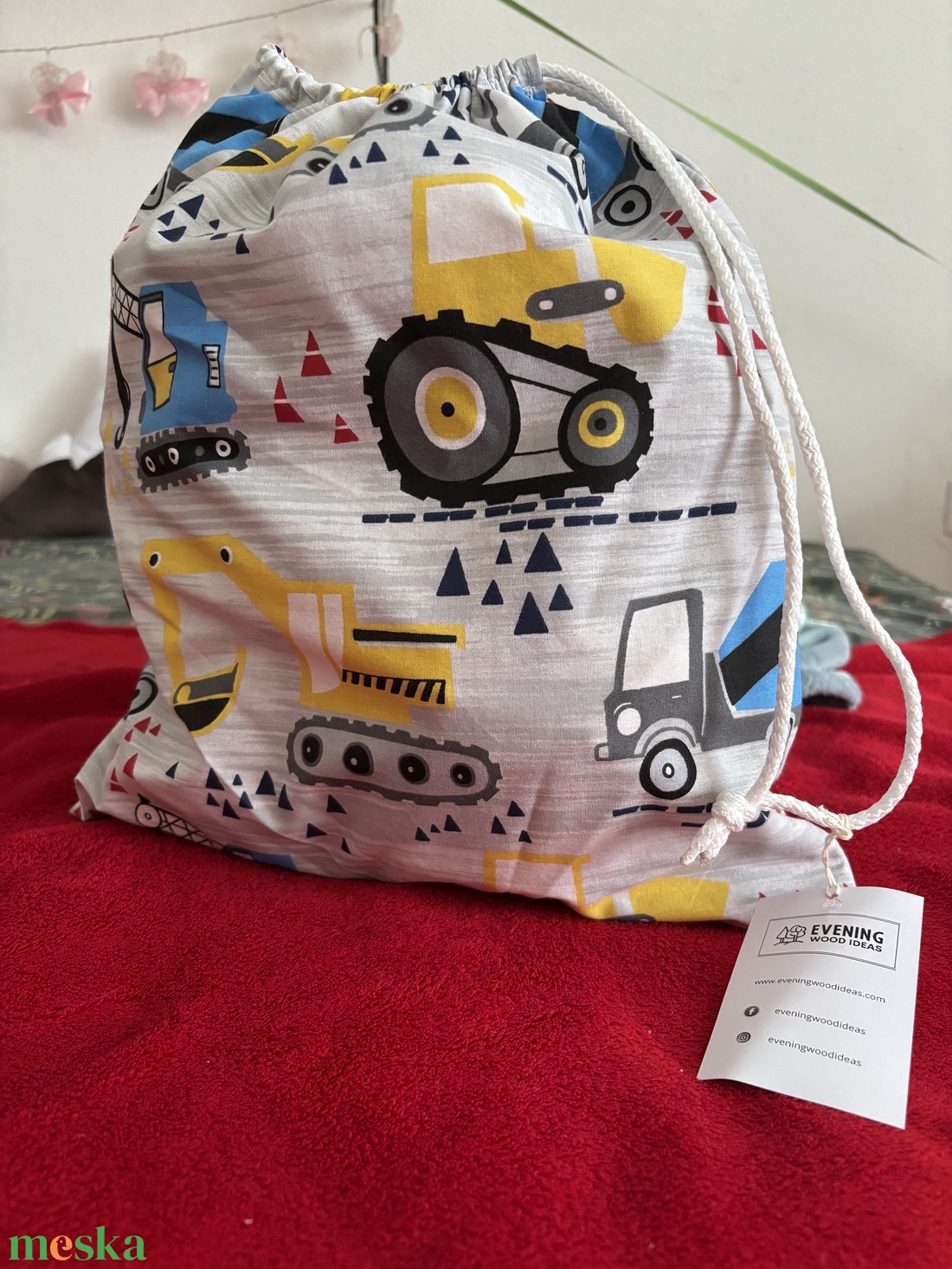 Tornazsák (munkagépes) - játék & sport - ovis felszerelés - ovis tornazsák - Meska.hu