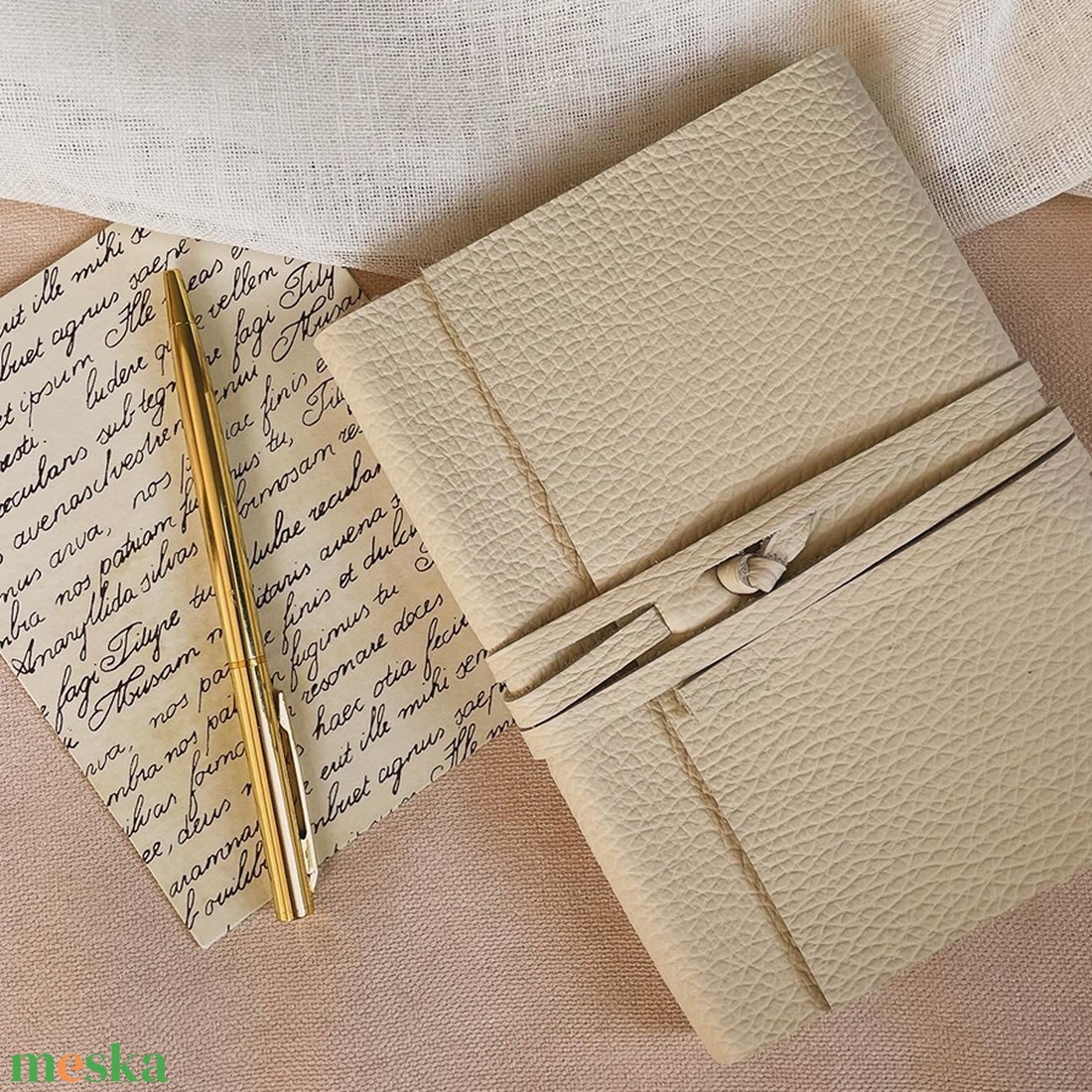 Vajszínű bőr notesz, napló, tervező, jegyzetfüzet, rajzfüzet, utazási napló - otthon & lakás - papír írószer - jegyzetfüzet & napló - Meska.hu