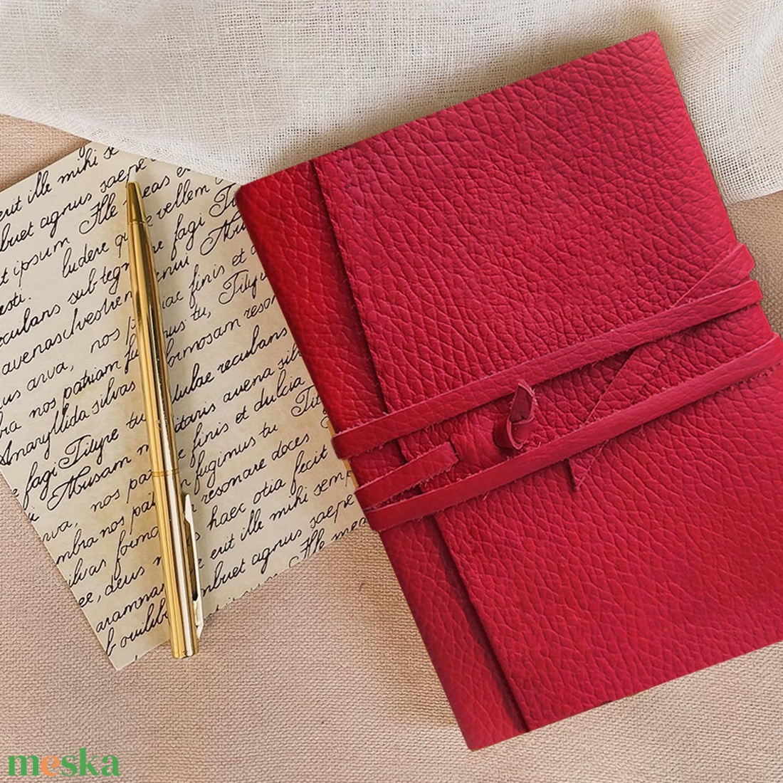 Piros bőr notesz, napló, tervező, jegyzetfüzet, rajzfüzet, utazási napló - otthon & lakás - papír írószer - jegyzetfüzet & napló - Meska.hu