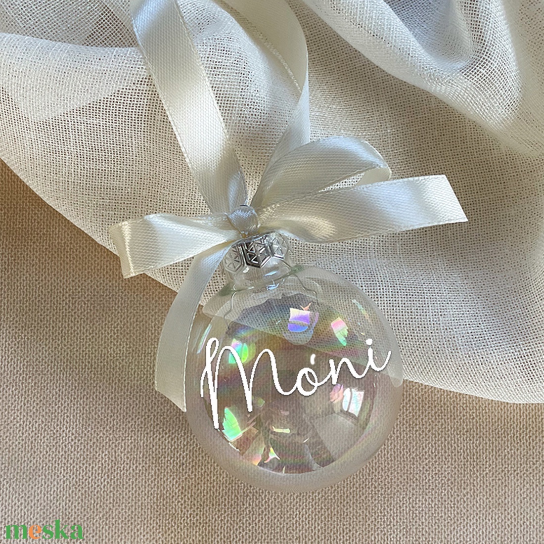 ÁTLÁTSZÓ - Egyedi feliratú karácsonyi üveggömb - karácsony - karácsonyi lakásdekoráció - karácsonyfadíszek - Meska.hu