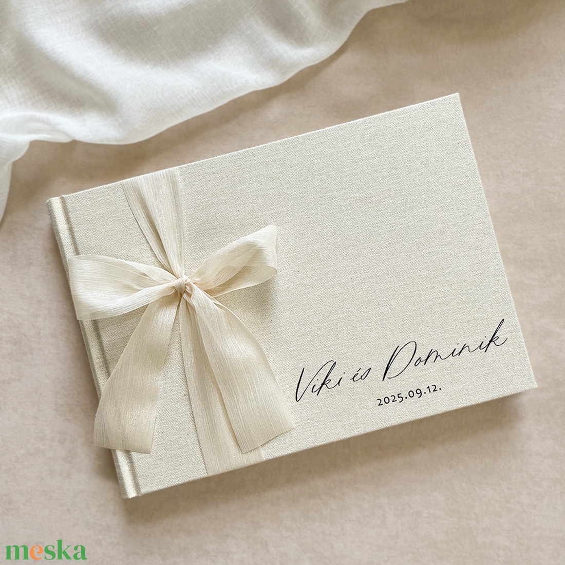 VENDÉGKÖNYV - LUSH BEIGE - A5 - A4 - esküvő - emlék & ajándék - vendégkönyv - Meska.hu