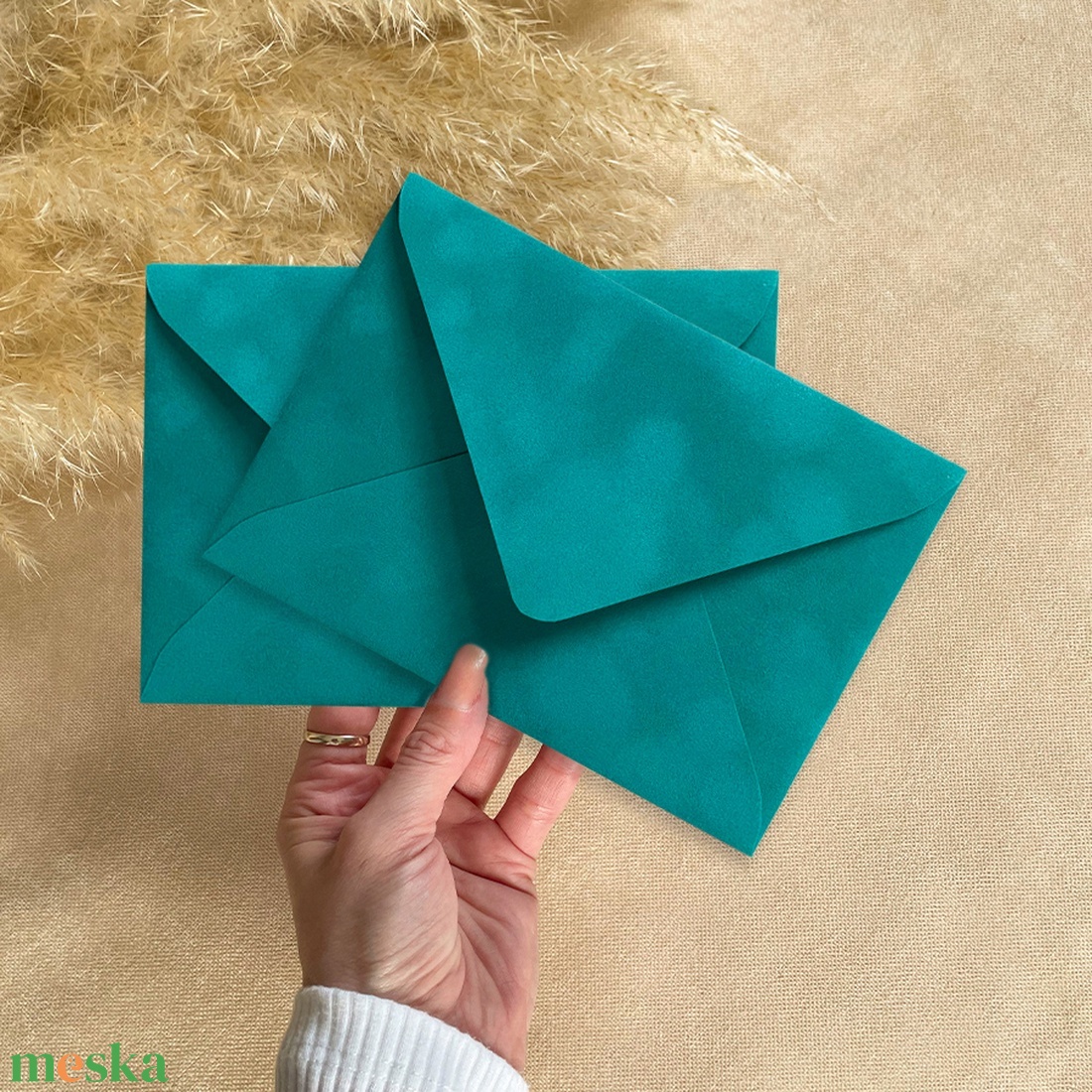 BÁRSONY/PLÜSS BORÍTÉK - TÜRKIZ - otthon & életmód - papír, írószer - boríték - Meska.hu