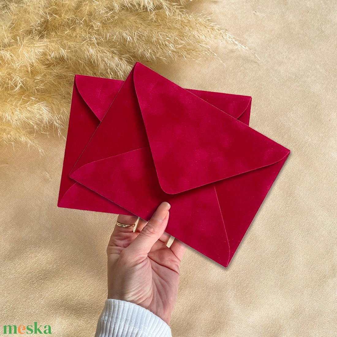 BÁRSONY/PLÜSS BORÍTÉK - PIROS - otthon & életmód - papír, írószer - boríték - Meska.hu