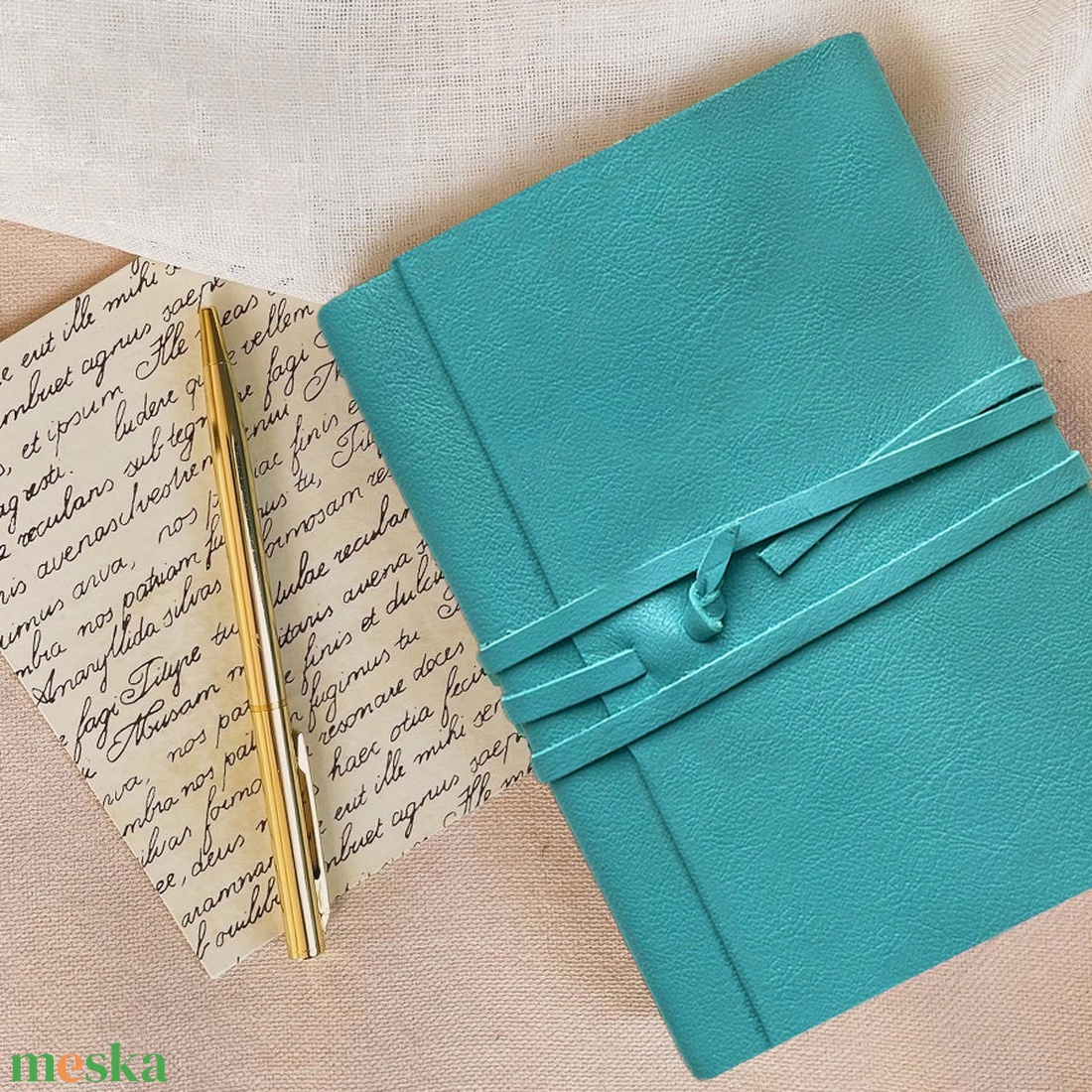 Türkiz bőr notesz, napló, tervező, jegyzetfüzet, rajzfüzet, utazási napló - otthon & életmód - papír, írószer - jegyzetfüzet & napló - Meska.hu