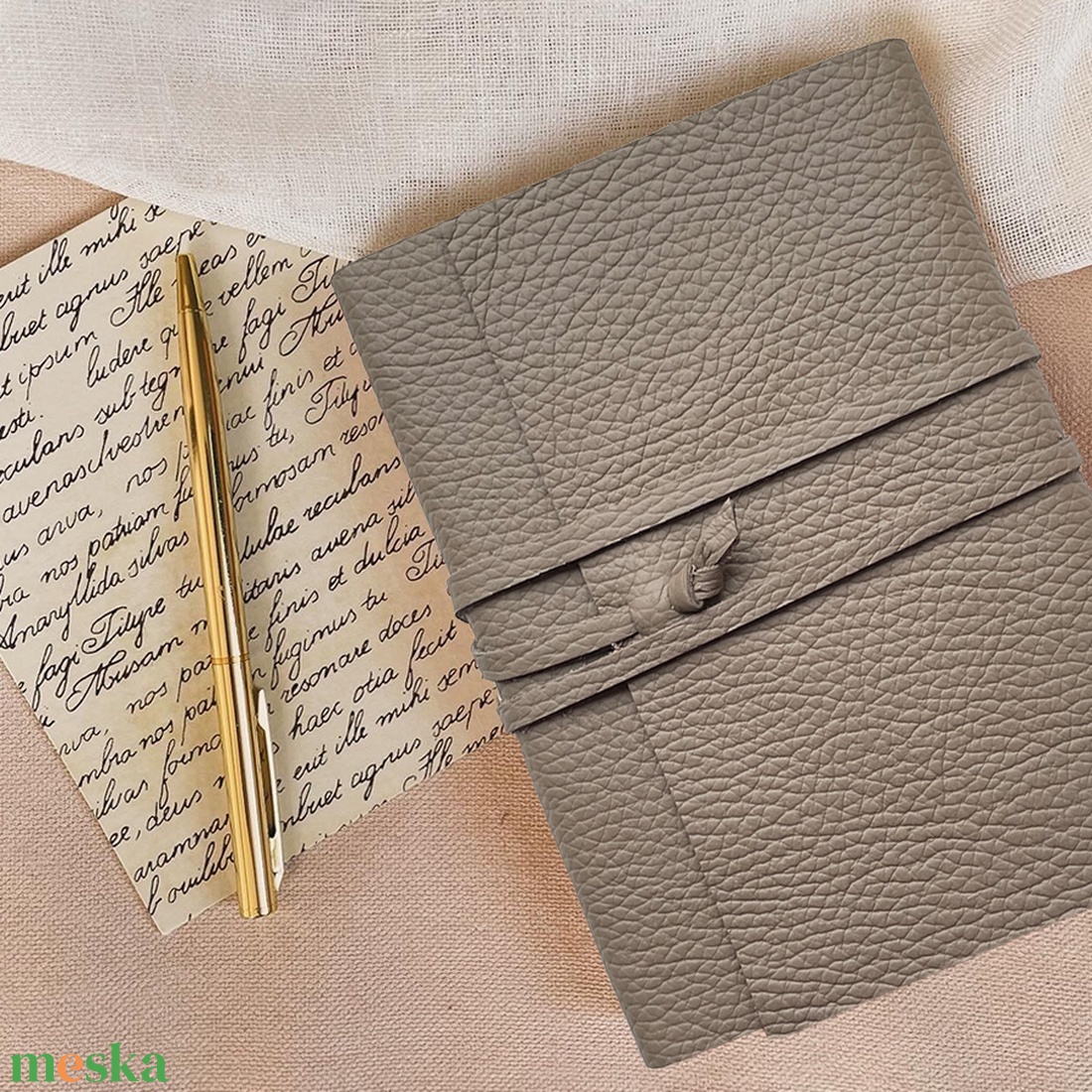 Bézs bőr notesz, napló, tervező, jegyzetfüzet, rajzfüzet, utazási napló - otthon & életmód - papír, írószer - jegyzetfüzet & napló - Meska.hu