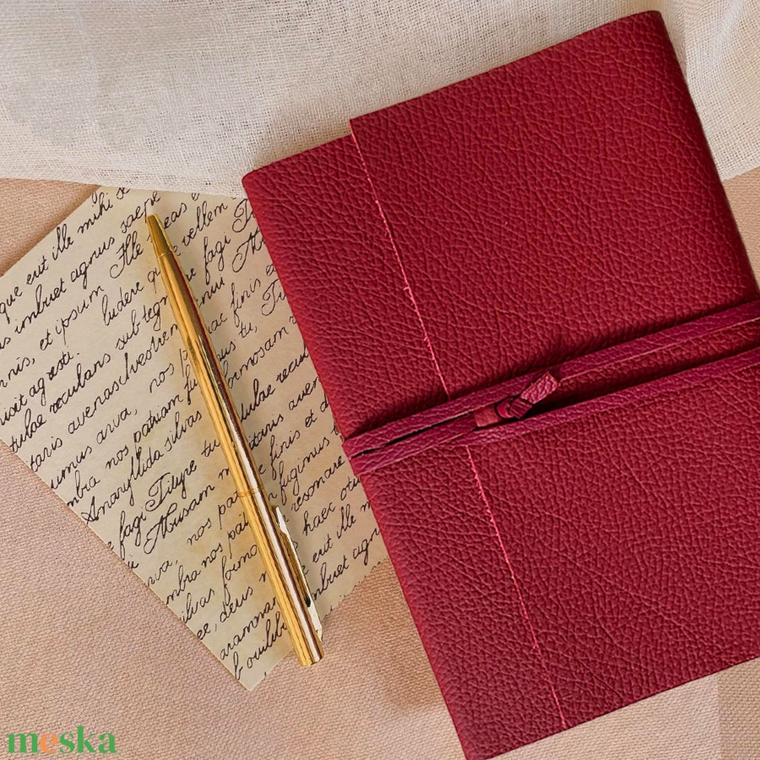 BURGUNDY � kézműves bőr notesz - otthon & életmód - papír, írószer - jegyzetfüzet & napló - Meska.hu