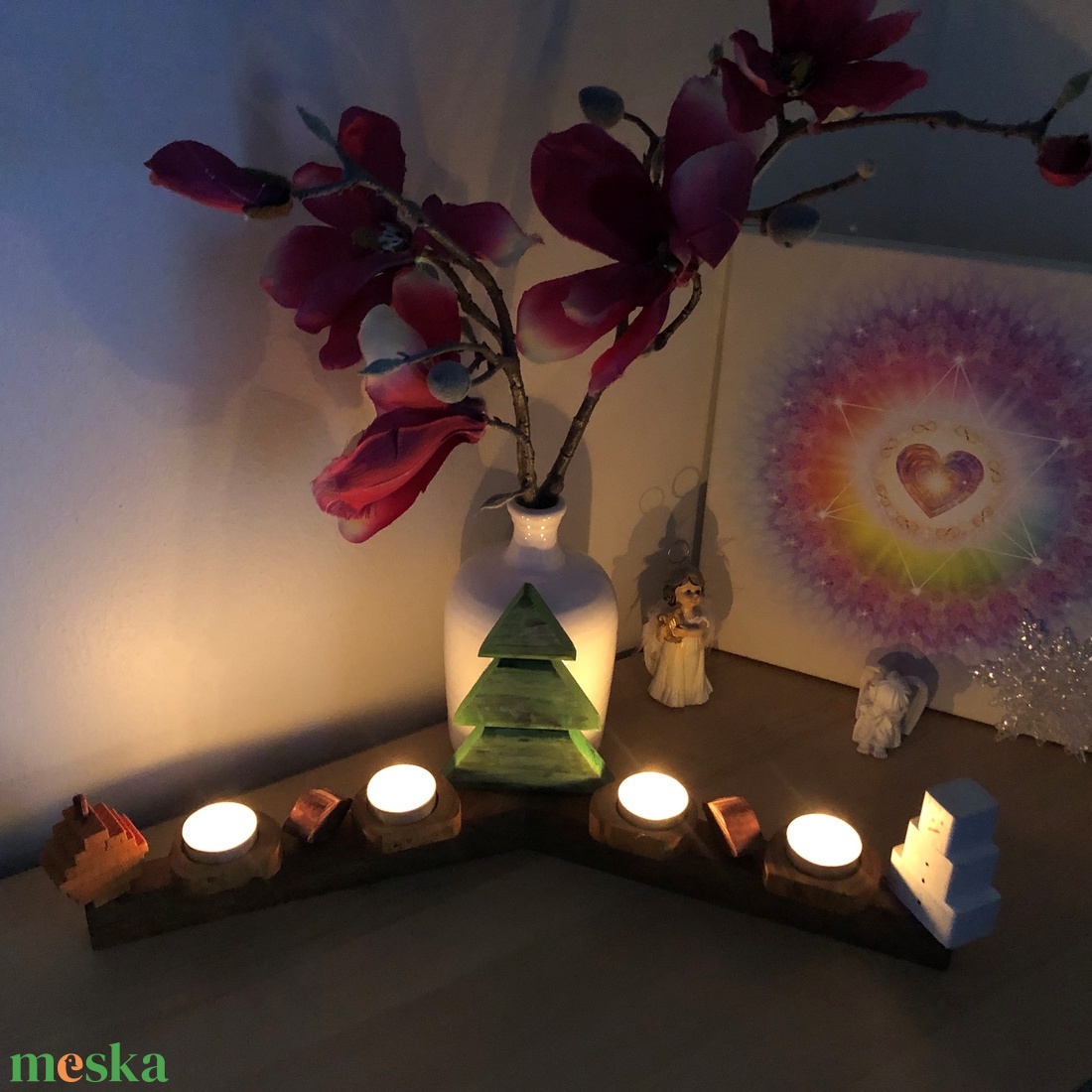 Egyedi bükkfa karácsonyi, adventi mécsestartó - otthon & életmód - gyertya, illat, aroma - mécses és mécsestartó - Meska.hu
