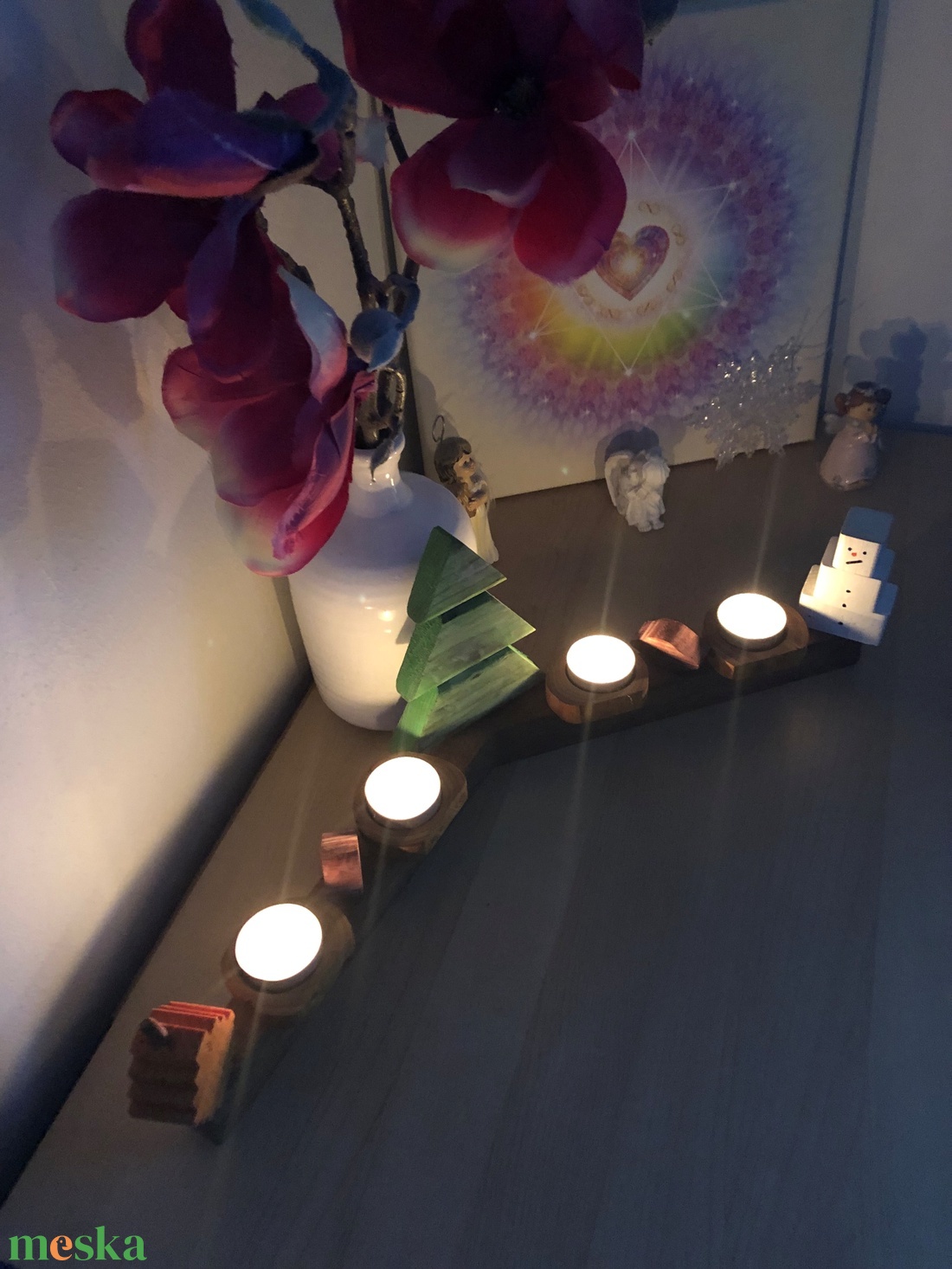 Egyedi bükkfa karácsonyi, adventi mécsestartó - otthon & életmód - gyertya, illat, aroma - mécses és mécsestartó - Meska.hu