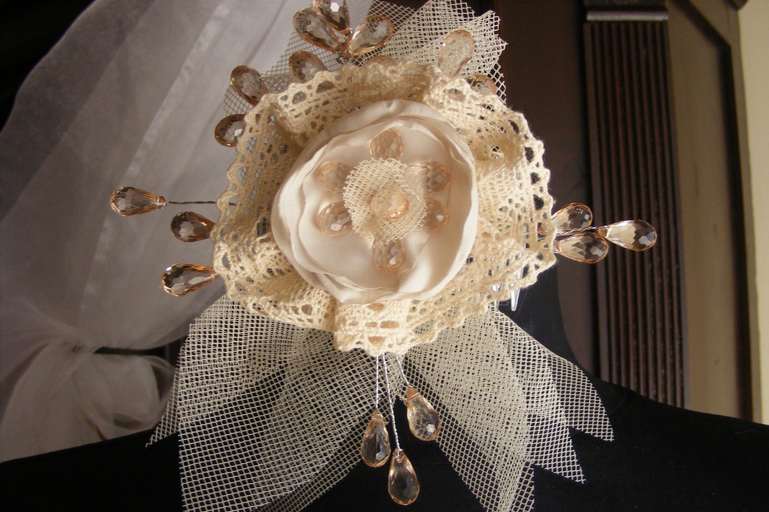 Menyasszonyi Hajdísz Vintage virág,csipkével -  - Meska.hu