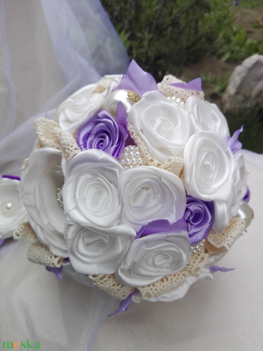 Bieder Lavender Menyasszonyi csokor - esküvő - menyasszonyi- és dobócsokor - Meska.hu