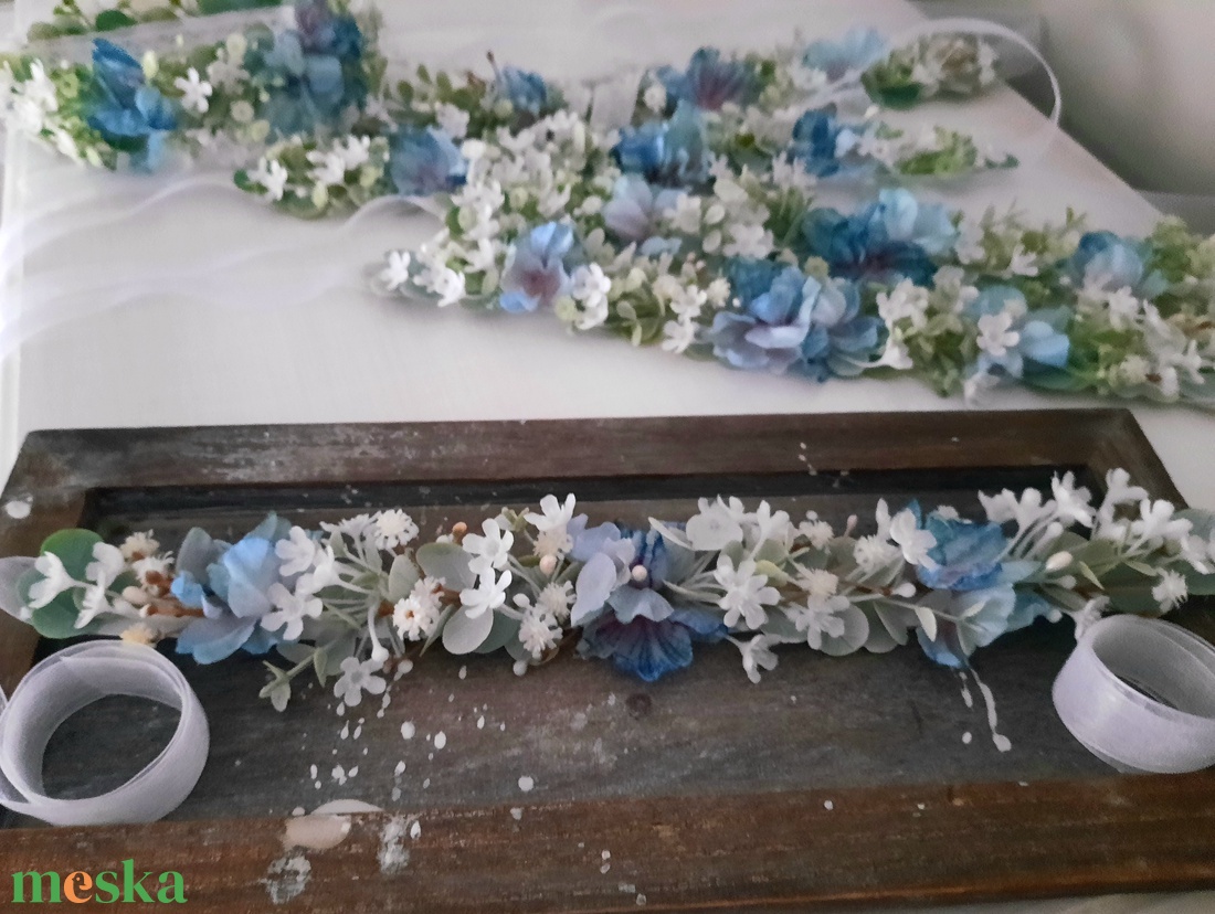 Virágos fejpánt fejkoszorú  - esküvő - hajdísz - hajpánt - Meska.hu