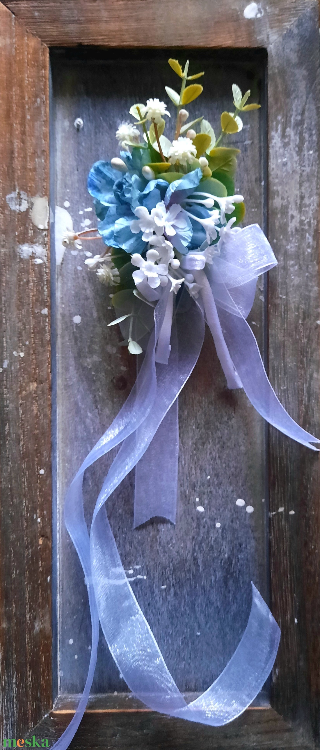 Kék virágos kitűző - esküvő - kiegészítők - kitűző - Meska.hu