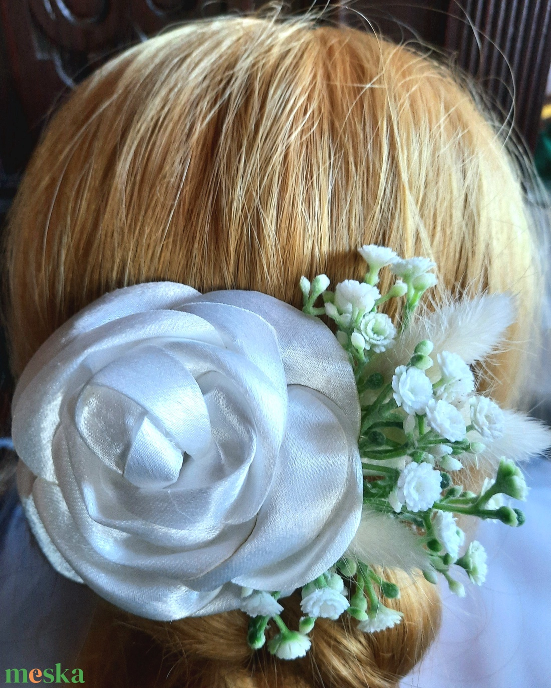 Rózsa rezgővel hajdísz - esküvő - hajdísz - kontydísz & hajdísz - Meska.hu