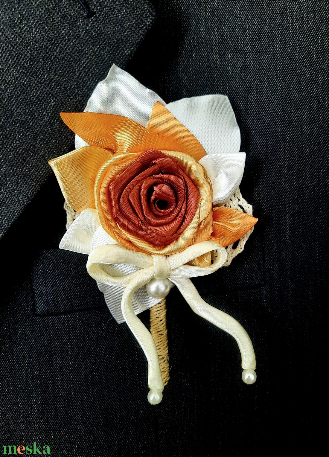 Bieder vőlegénykitűző - esküvő - kiegészítők - kitűző - Meska.hu