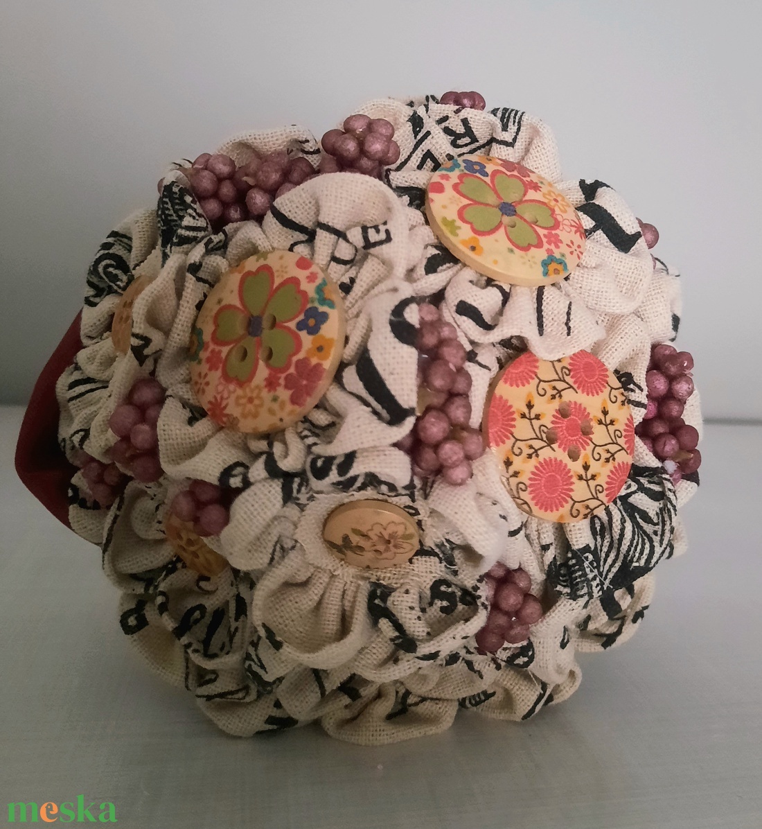 Lenvászon virágcsokor ballagásra - otthon & életmód - virágdekoráció - virágok - virágcsokor - Meska.hu
