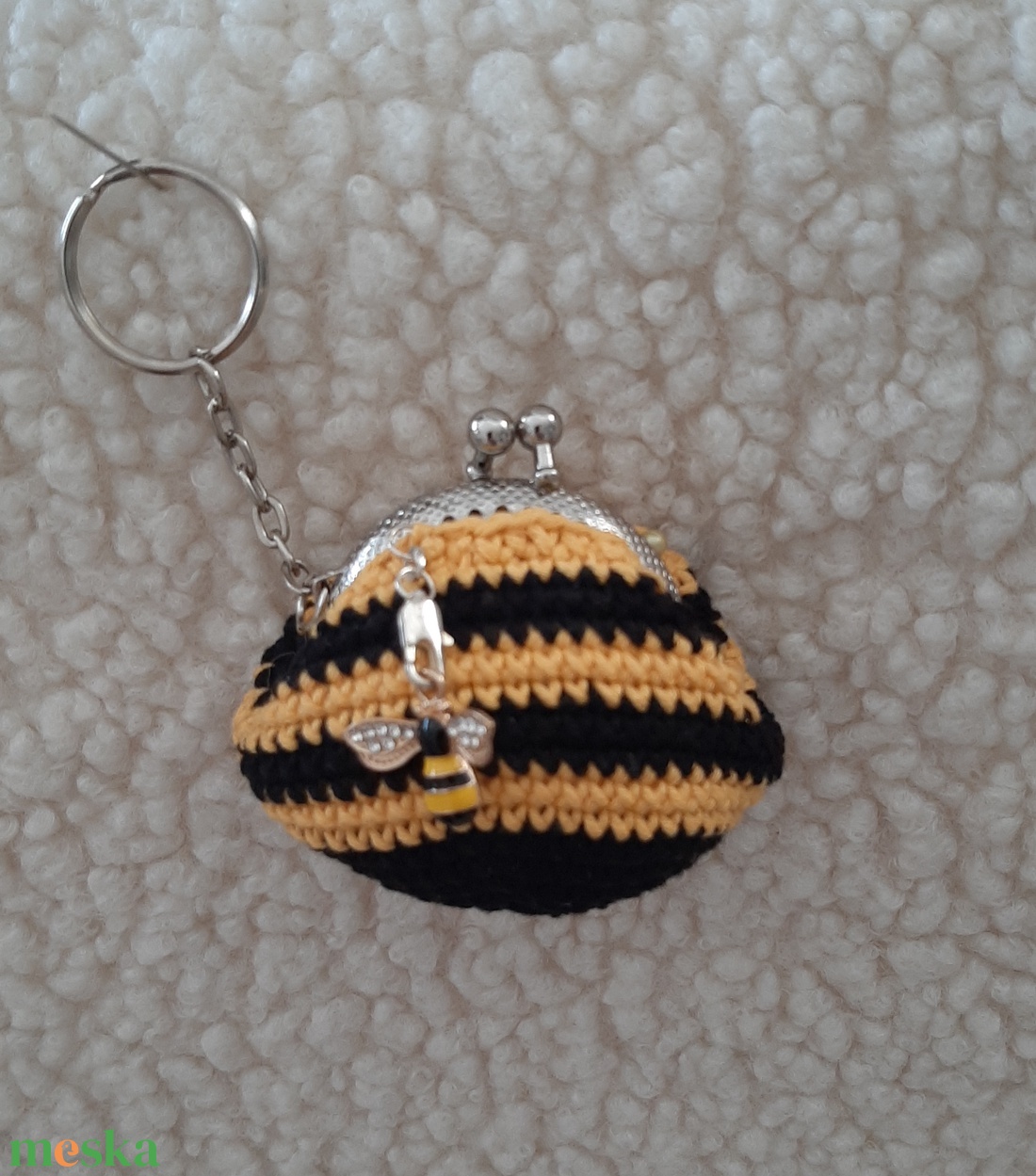 Méhecskés mini pénztárca. - táska & tok - kulcstartó & táskadísz - kulcstartó - Meska.hu