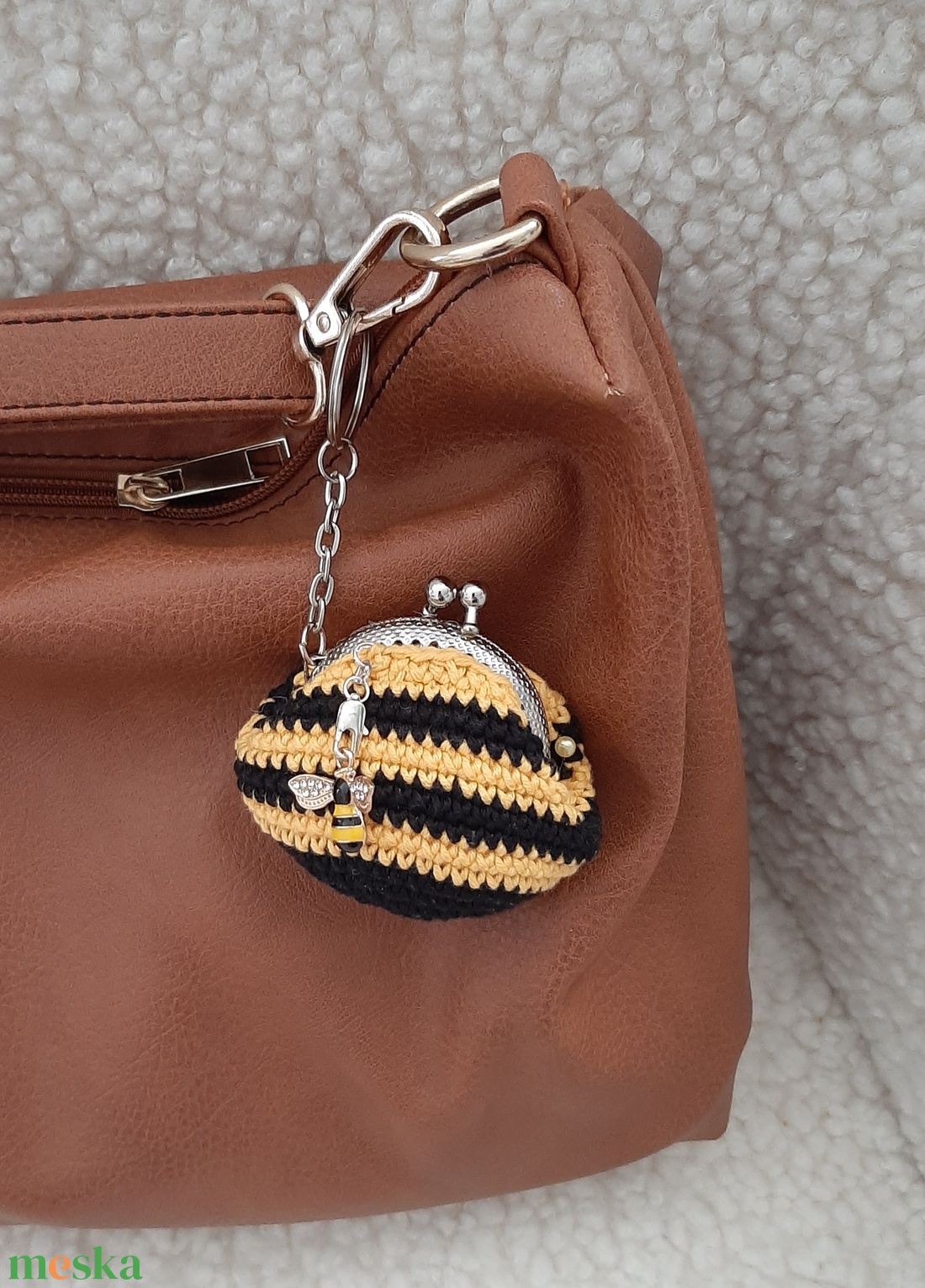 Méhecskés mini pénztárca. - táska & tok - kulcstartó & táskadísz - kulcstartó - Meska.hu