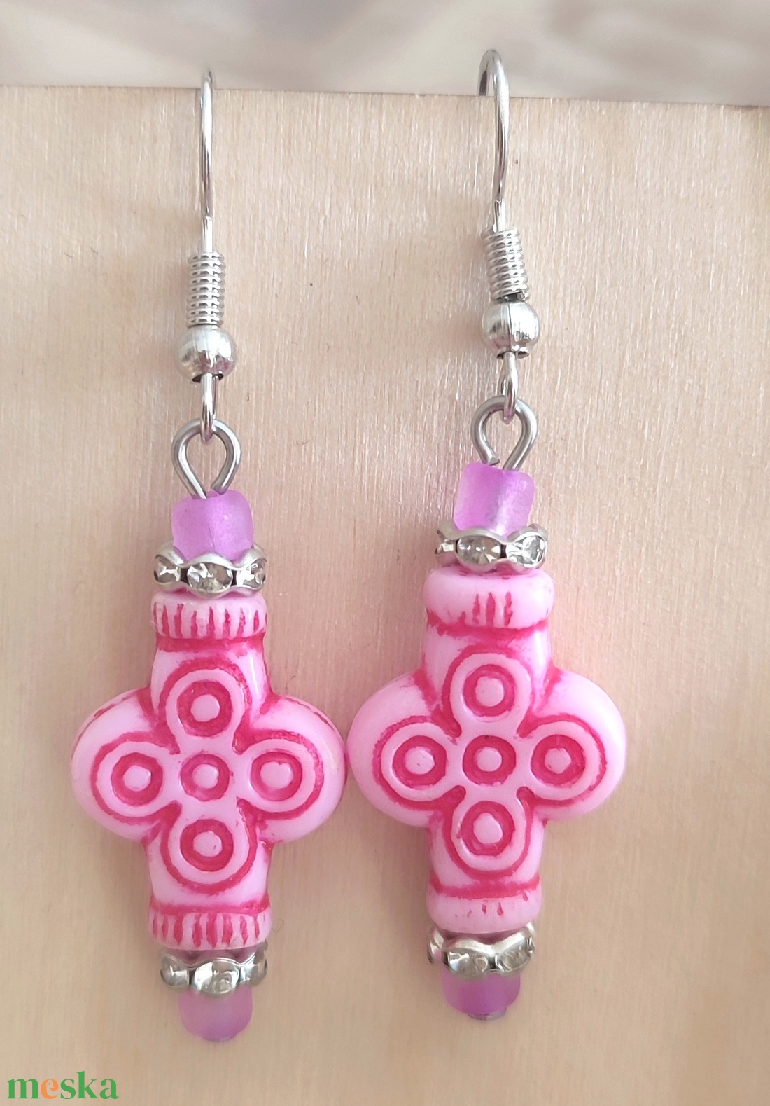 Rózsaszín fülbevalók - ékszer - fülbevaló - fülékszer - Meska.hu