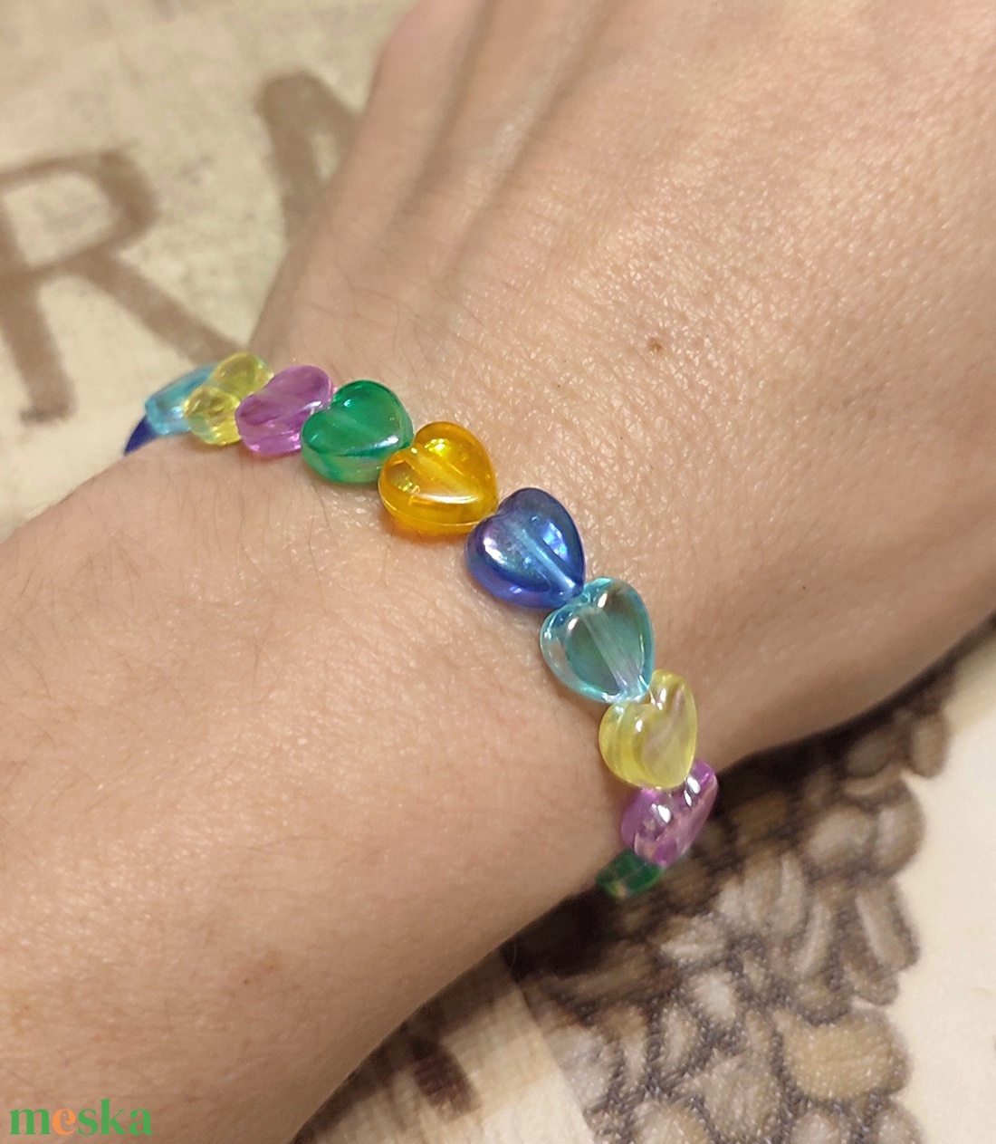 AKCIÓ!!! Szívecskés karkötő  - ékszer - karkötő - gyöngyös karkötő - Meska.hu