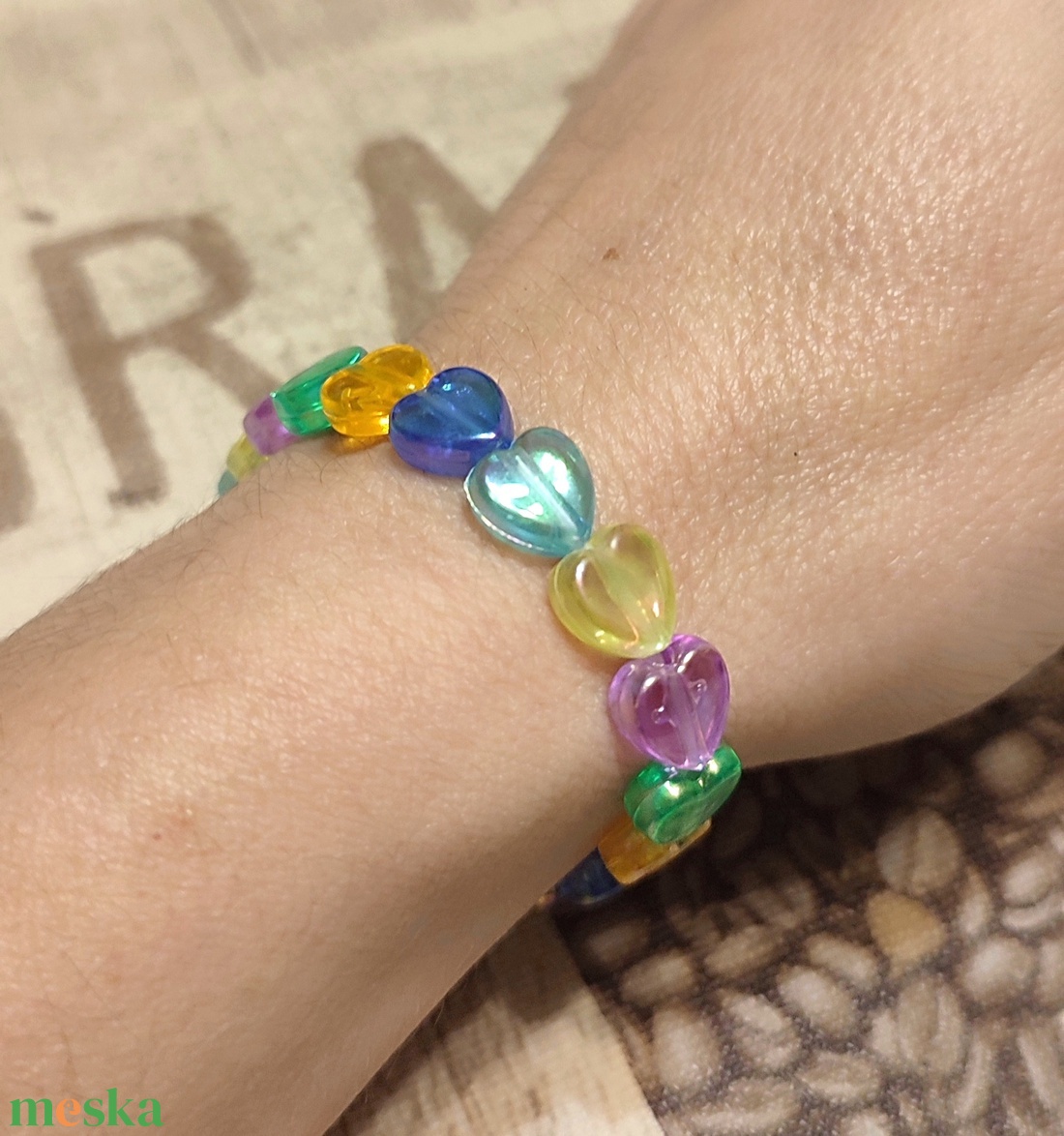 AKCIÓ!!! Szívecskés karkötő  - ékszer - karkötő - gyöngyös karkötő - Meska.hu