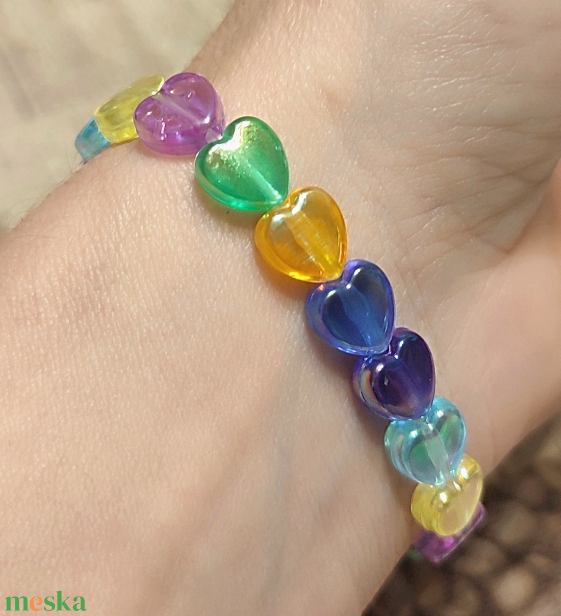 AKCIÓ!!! Szívecskés karkötő  - ékszer - karkötő - gyöngyös karkötő - Meska.hu