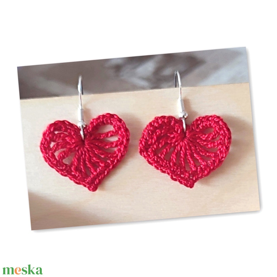Horgolt szívecskés fülbevaló - ékszer - fülbevaló - fülékszer - Meska.hu Horgolt szívecskés fülbevaló - ékszer - fülbevaló - fülékszer - Meska.hu