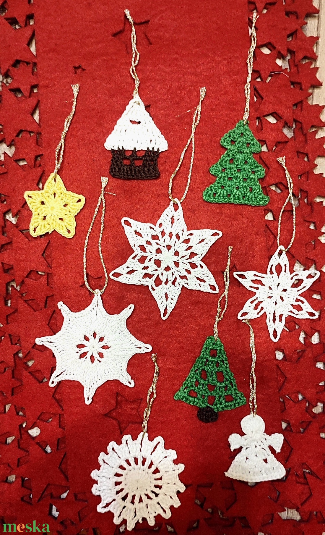 AKCIÓ!!! Horgolt karácsonyi díszek  - karácsony - karácsonyi lakásdekoráció - karácsonyfadíszek - Meska.hu