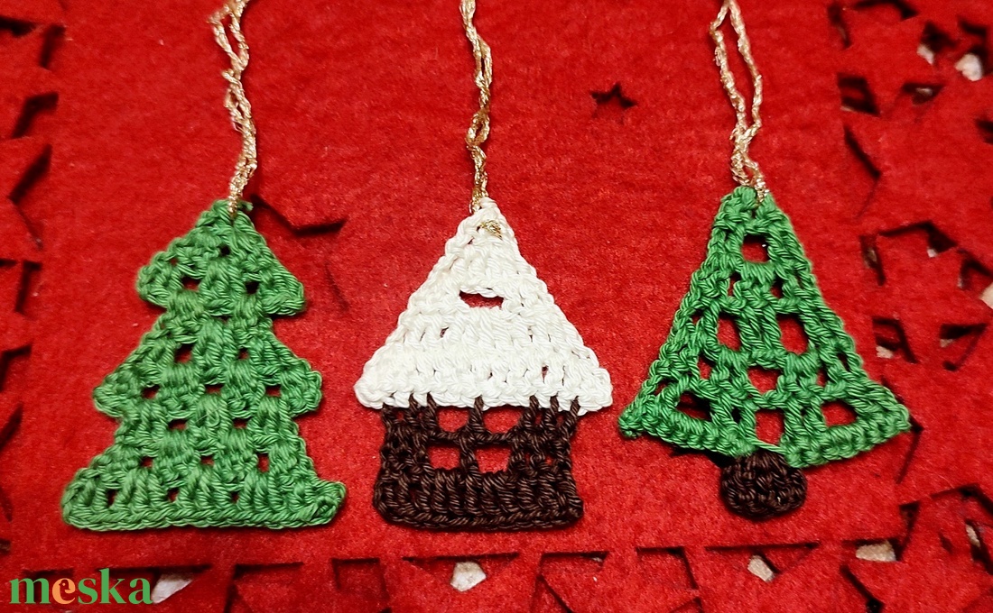 AKCIÓ!!! Horgolt karácsonyi díszek  - karácsony - karácsonyi lakásdekoráció - karácsonyfadíszek - Meska.hu