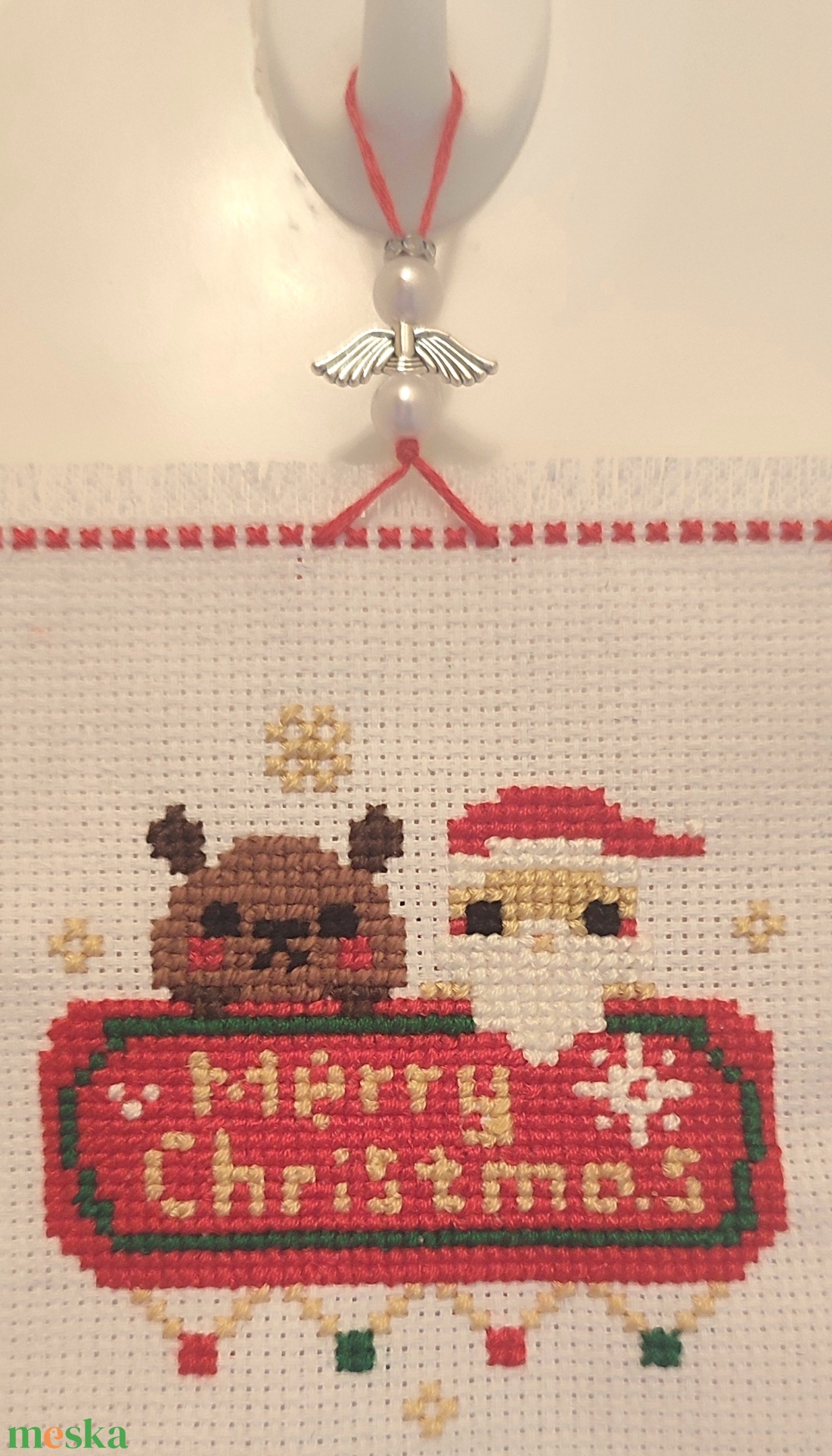 Keresztszemes karácsonyi dekoráció  - karácsony - karácsonyi lakásdekoráció - karácsonyi ajtódíszek - Meska.hu