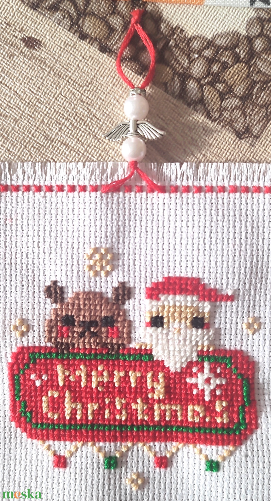 Keresztszemes karácsonyi dekoráció  - karácsony - karácsonyi lakásdekoráció - karácsonyi ajtódíszek - Meska.hu