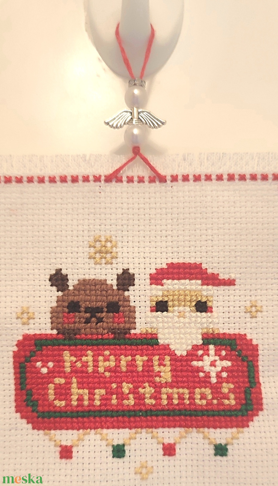 Keresztszemes karácsonyi dekoráció  - karácsony - karácsonyi lakásdekoráció - karácsonyi ajtódíszek - Meska.hu