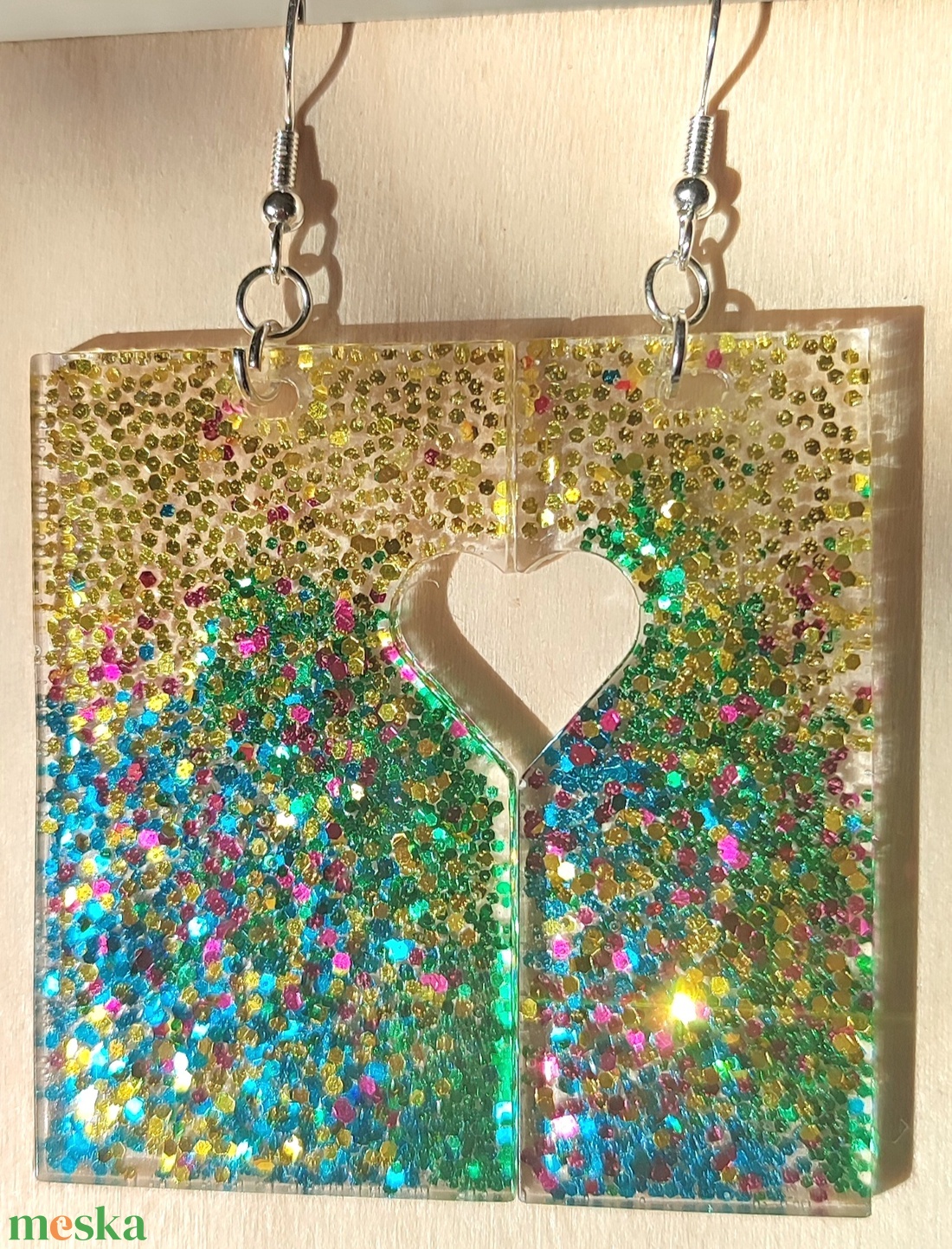 Gyanta csillogó fülbevaló  - ékszer - fülbevaló - fülékszer - Meska.hu