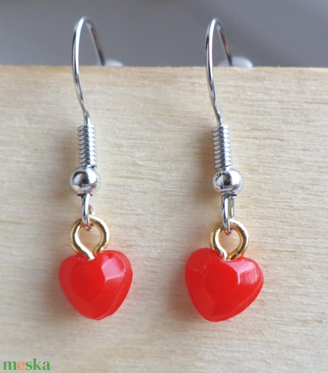 Szívecskés fülbevaló + ajándék kis szívecskés fülbevaló - ékszer - fülbevaló - fülékszer - Meska.hu