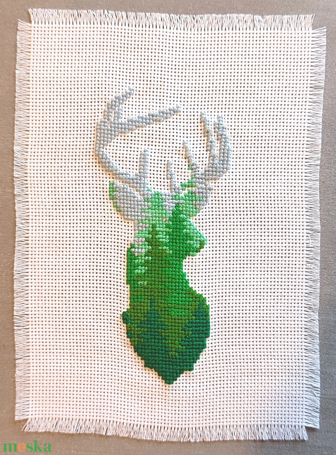 Keresztszemes szarvas  - otthon & életmód - dekoráció - kép & falikép - vászonkép - Meska.hu