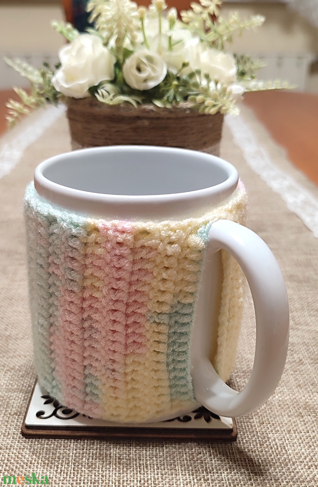 Horgolt bögrepulcsi - otthon & életmód - dekoráció - asztal és polc dekoráció - asztaldísz - Meska.hu