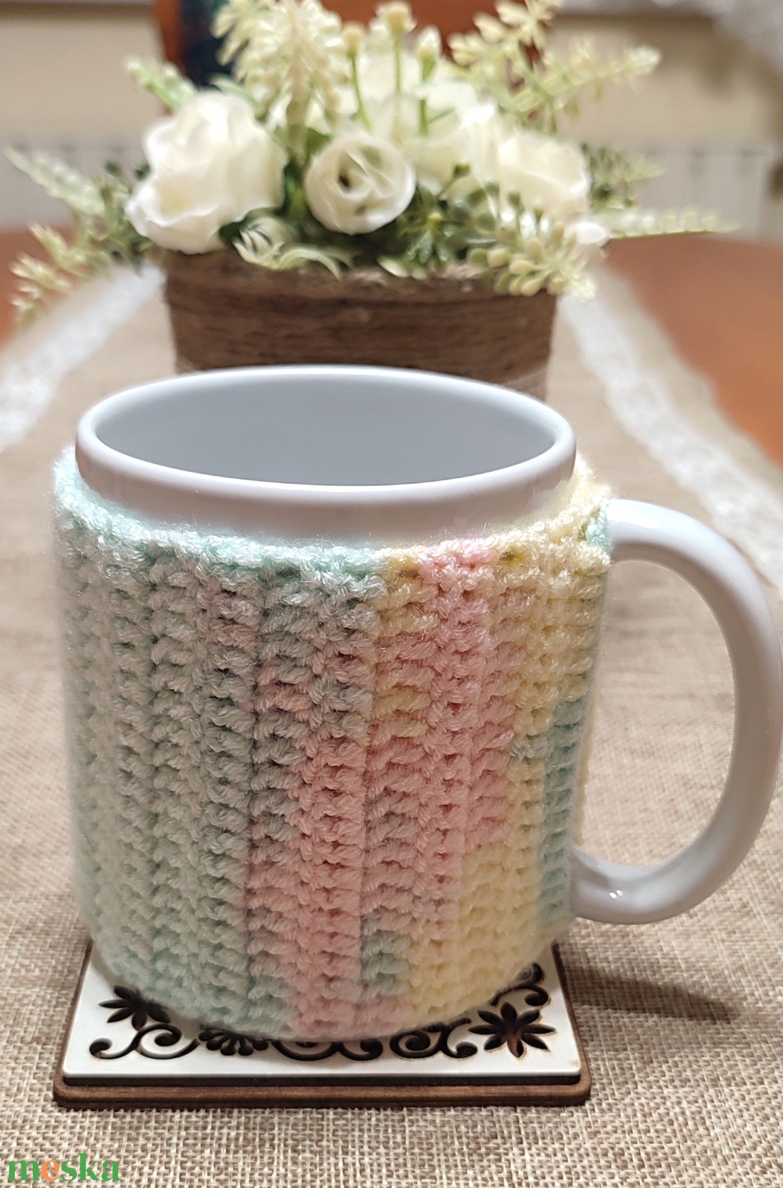 Horgolt bögrepulcsi - otthon & életmód - dekoráció - asztal és polc dekoráció - asztaldísz - Meska.hu