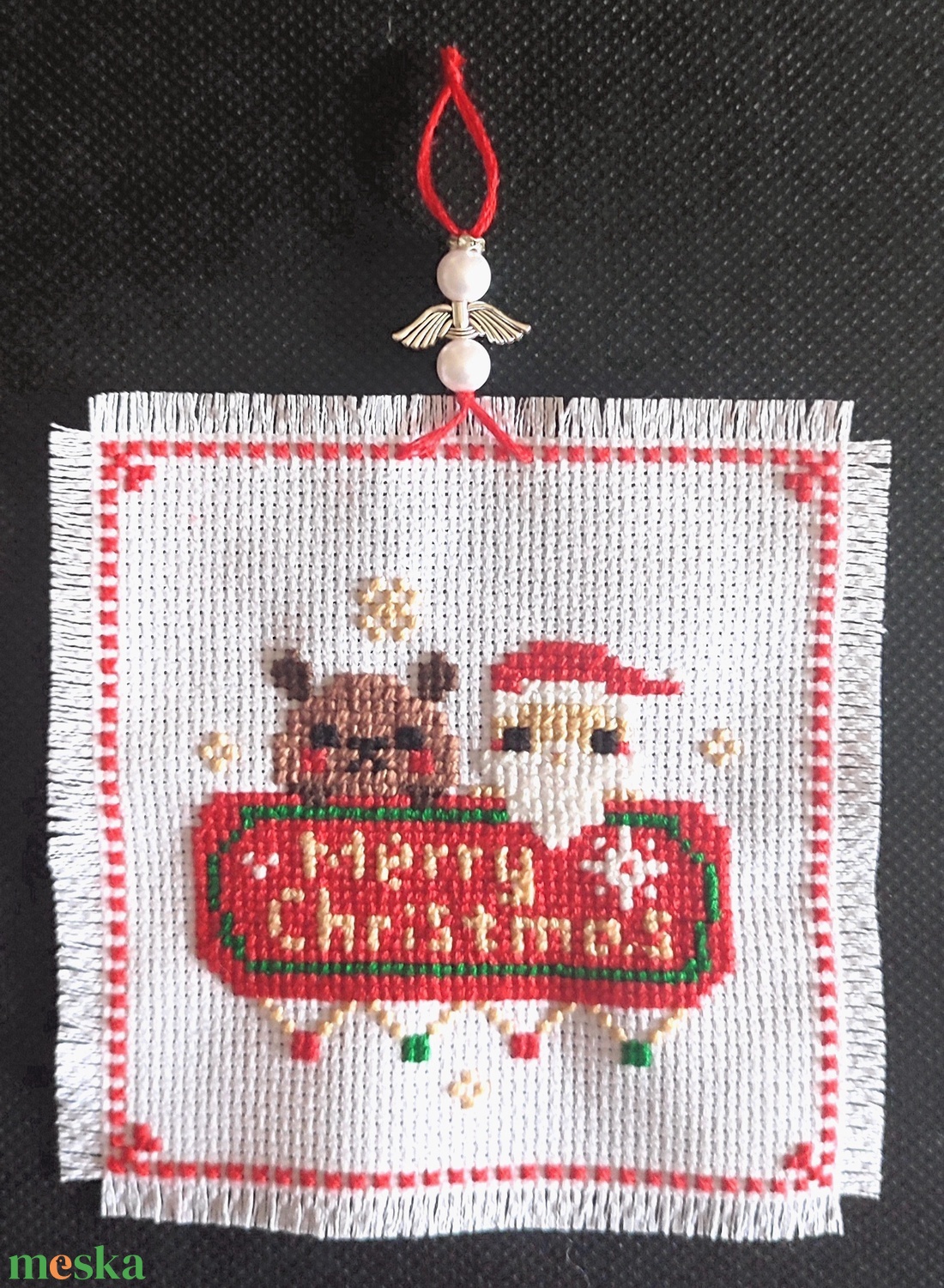 Keresztszemes dekoráció  - karácsony - karácsonyi lakásdekoráció - karácsonyi ajtódíszek - Meska.hu