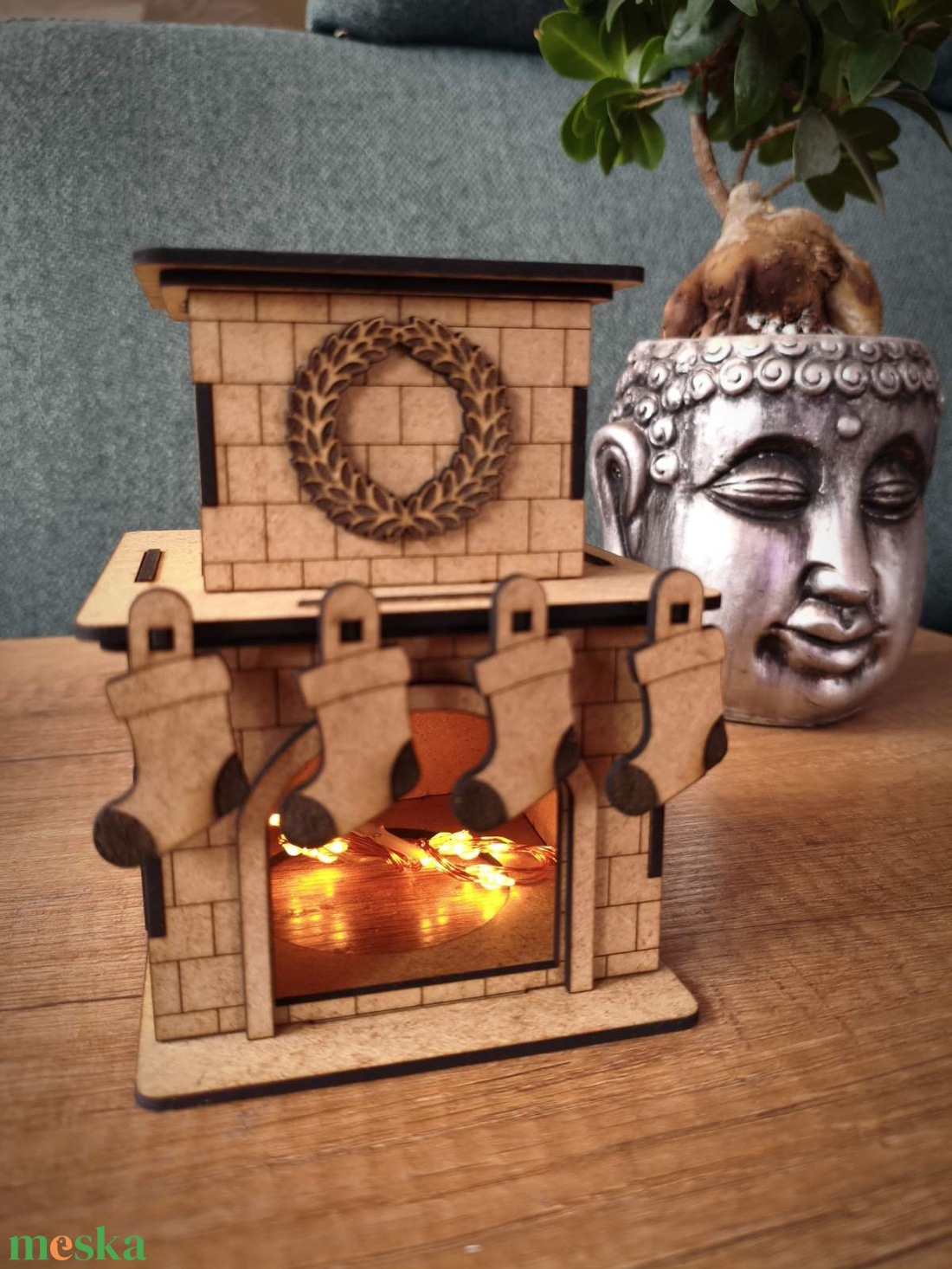 Karácsonyi kandalló dekoráció - személyre szabható - karácsony - karácsonyi lakásdekoráció - karácsonyi ablakdíszek, ablakmatricák - Meska.hu