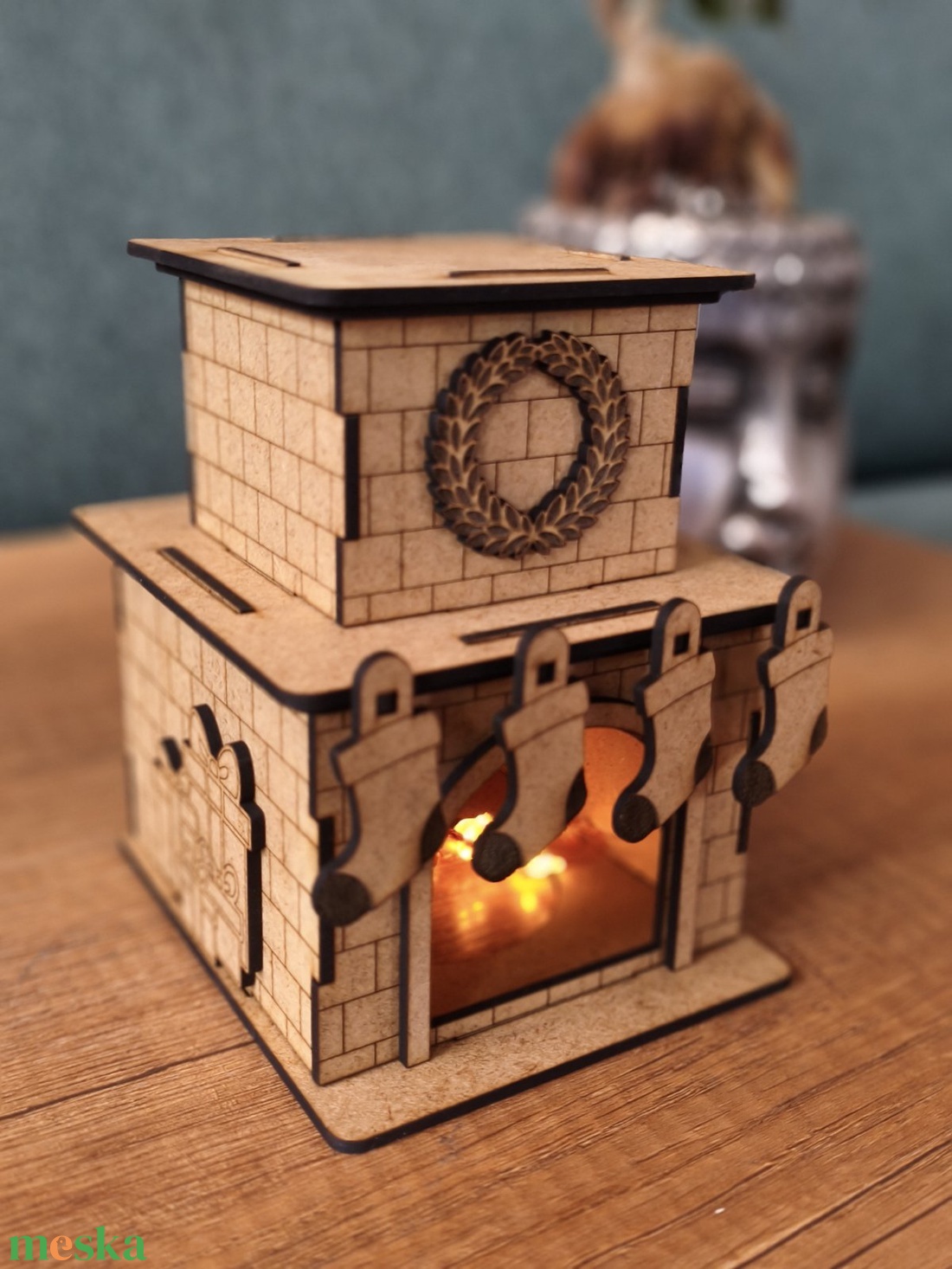 Karácsonyi kandalló dekoráció - személyre szabható - karácsony - karácsonyi lakásdekoráció - karácsonyi ablakdíszek, ablakmatricák - Meska.hu