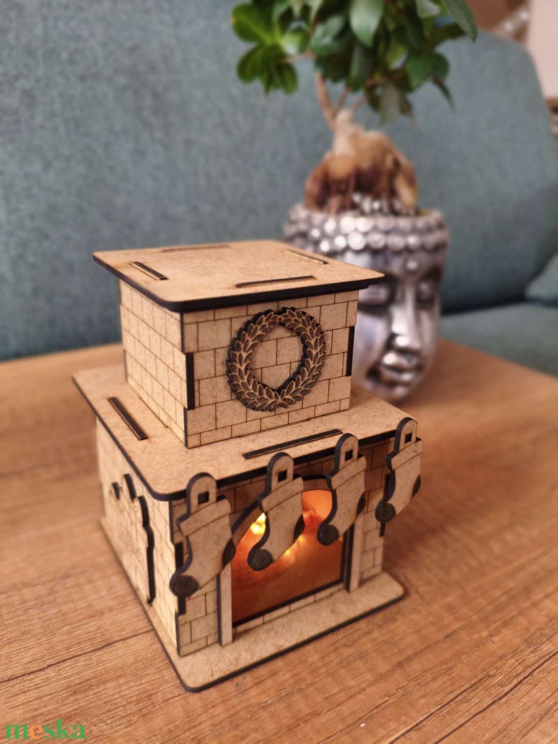 Karácsonyi kandalló dekoráció - személyre szabható - karácsony - karácsonyi lakásdekoráció - karácsonyi ablakdíszek, ablakmatricák - Meska.hu