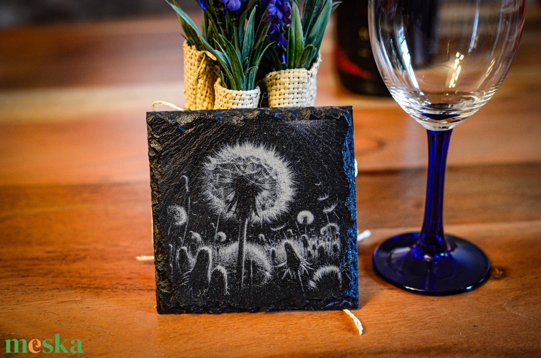 Gravírozott pala poháralátét - otthon & életmód - konyhafelszerelés, tálalás - tálalás - tányér- és poháralátét - Meska.hu