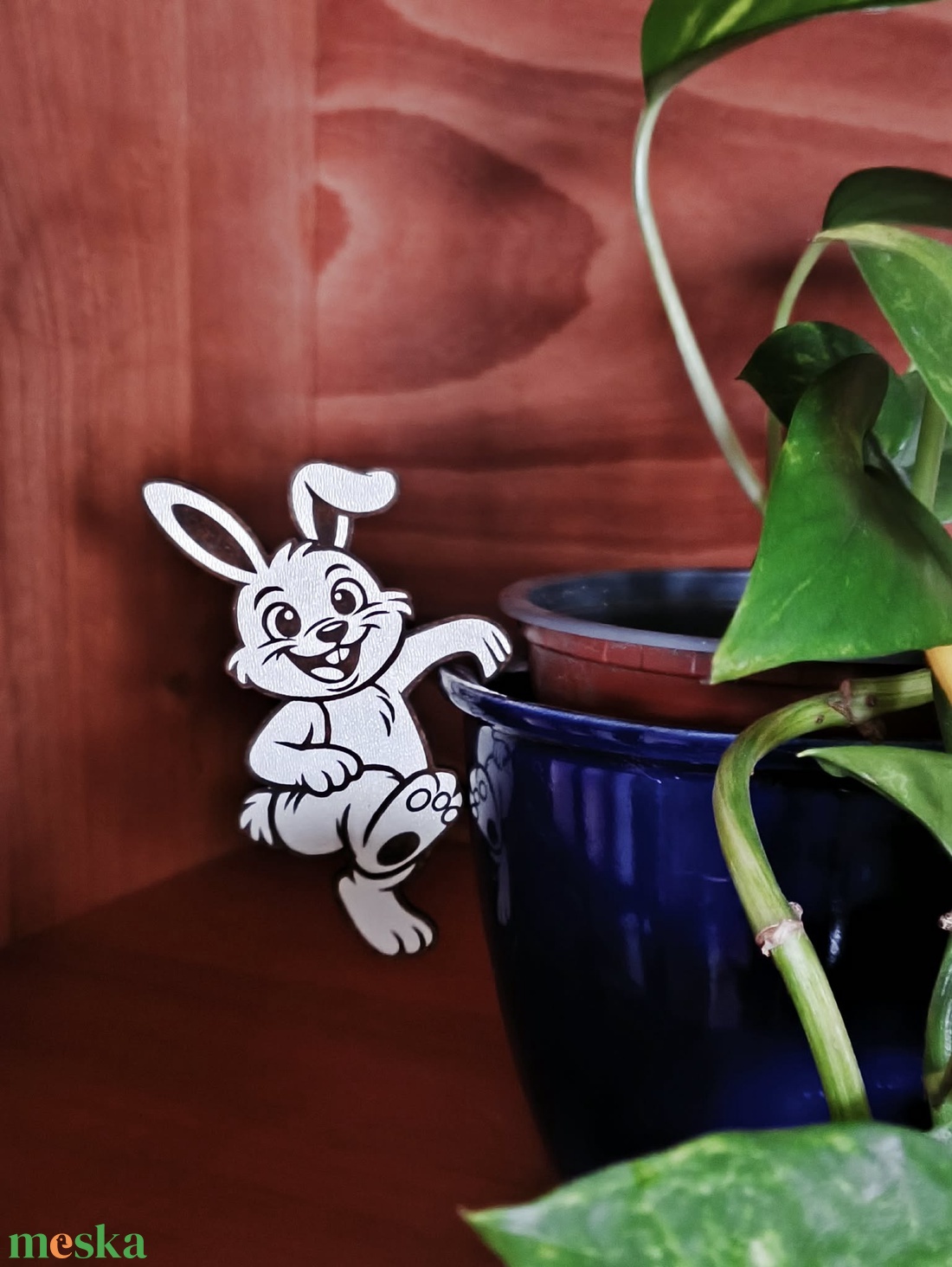 Húsvéti nyuszi virágcserépdísz - otthon & életmód - virágdekoráció - virágdíszek - lézervágott virágdíszek - Meska.hu